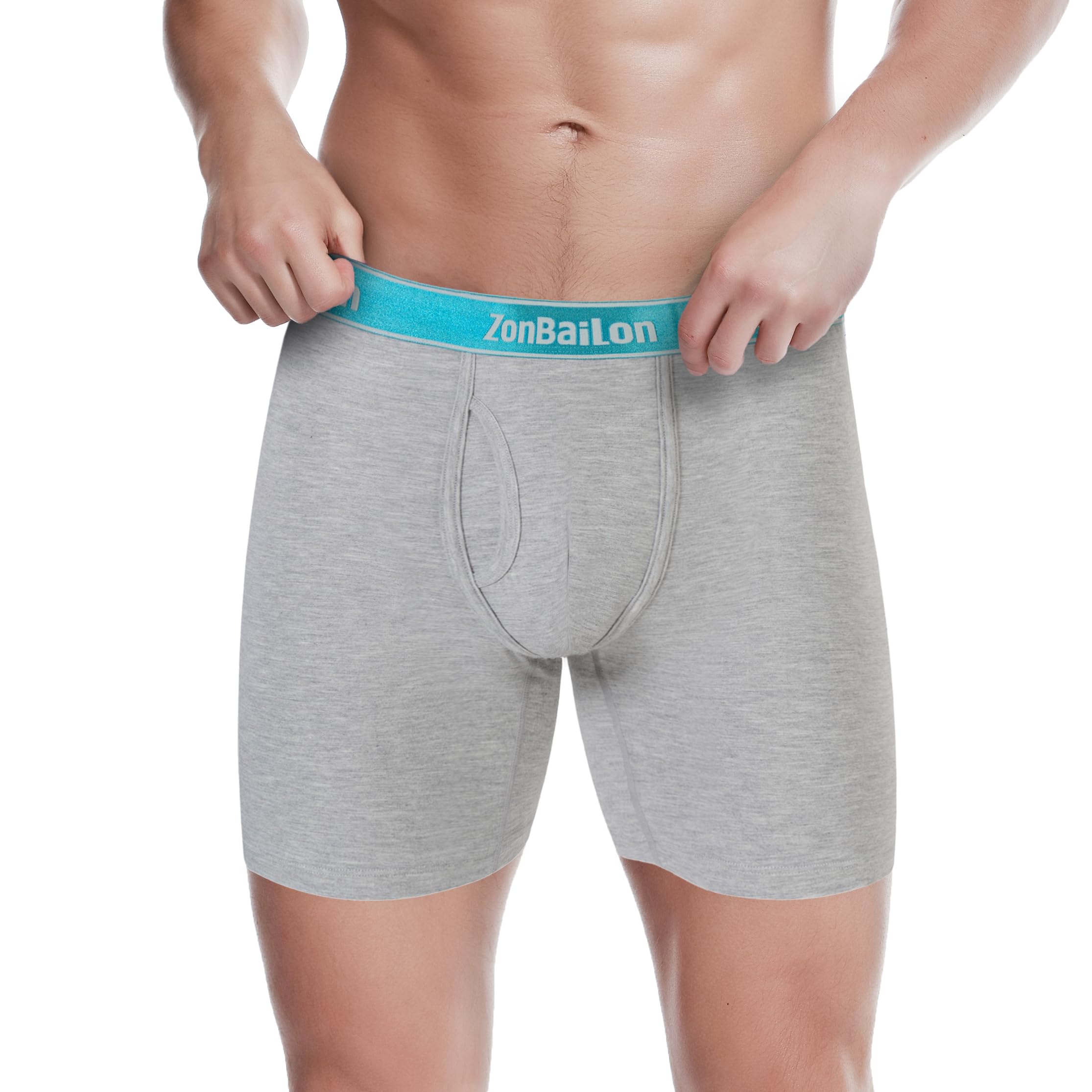 **ZONBAILON Men's Boxer Briefs with Open Fly & Bulge Pouch - Soft Cotton Underwear for Comfort & Support - Perfect for Daily Wear, Workout & Sleep**