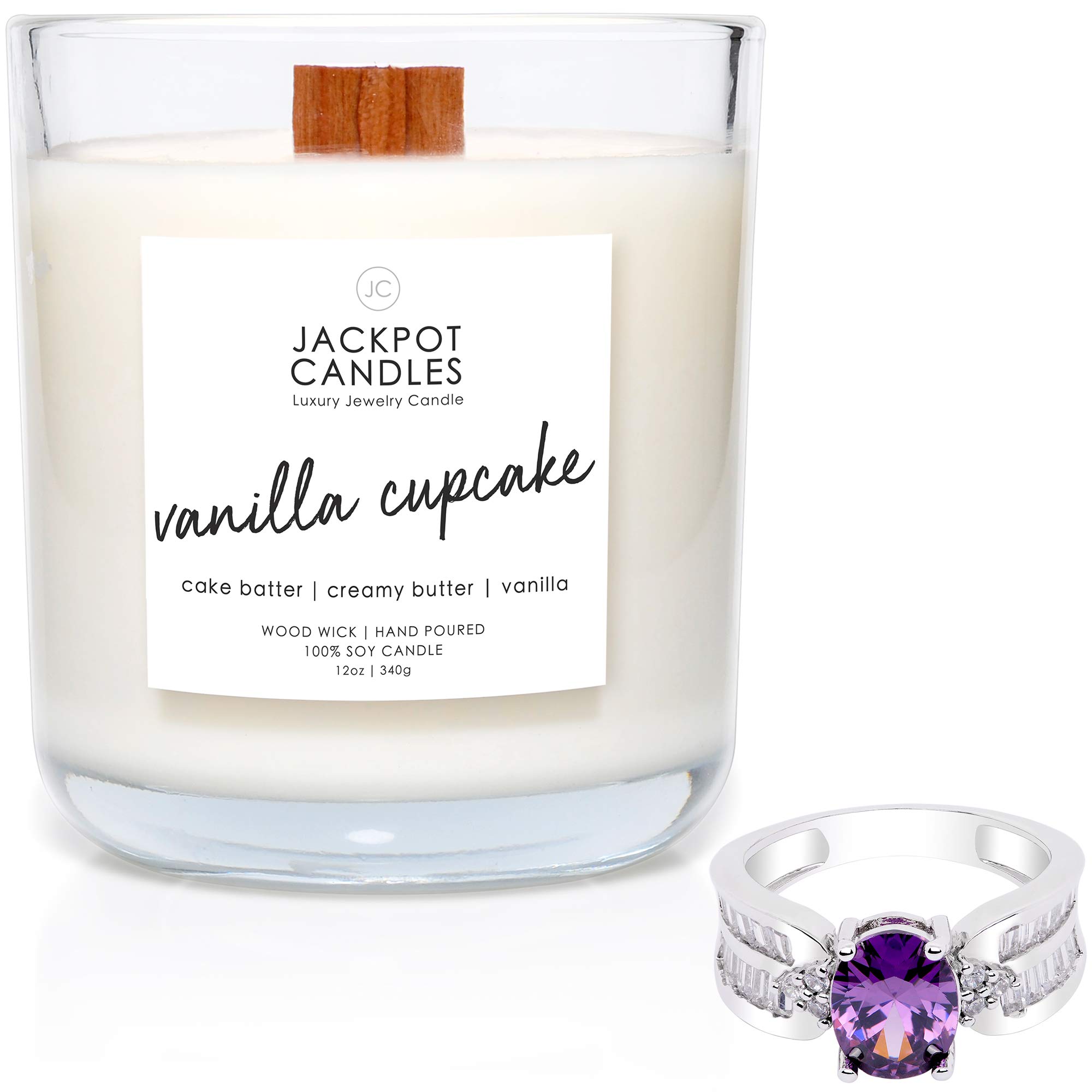 Vanilla Cupcake Scented Natural Soy Candle with Hidden Jewelry Gift - Handmade in USA (Surprise Ring Inside Valued $15-$5000, Size 6) | Perfect for Birthdays, Anniversaries & Romantic Gifts