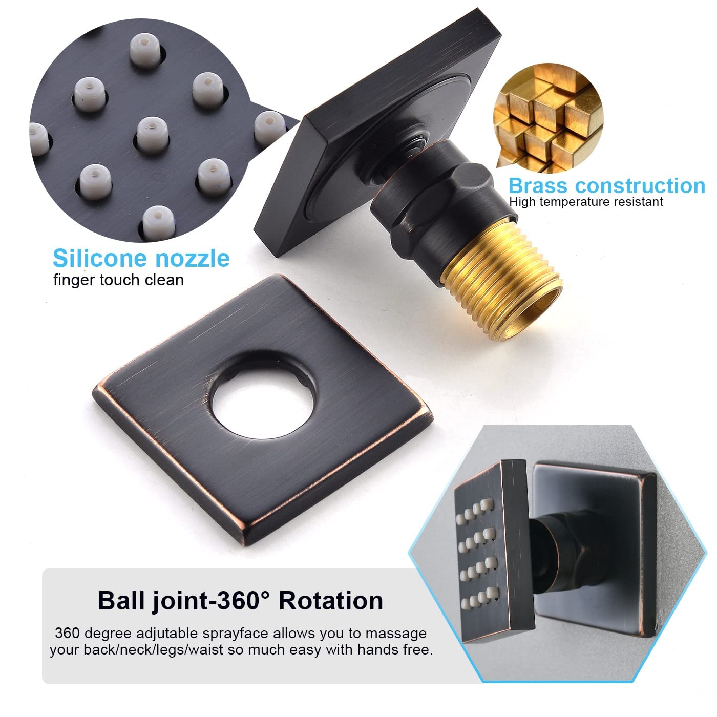 Enga Oil Rubbed Bronze Shower System with 12-Inch Rainfall Showerhead & Body Jets - Wall Mounted Full Body Shower Combo Set with Rough-In Valve - Perfect for Spa-Like Luxury Bathroom Experience