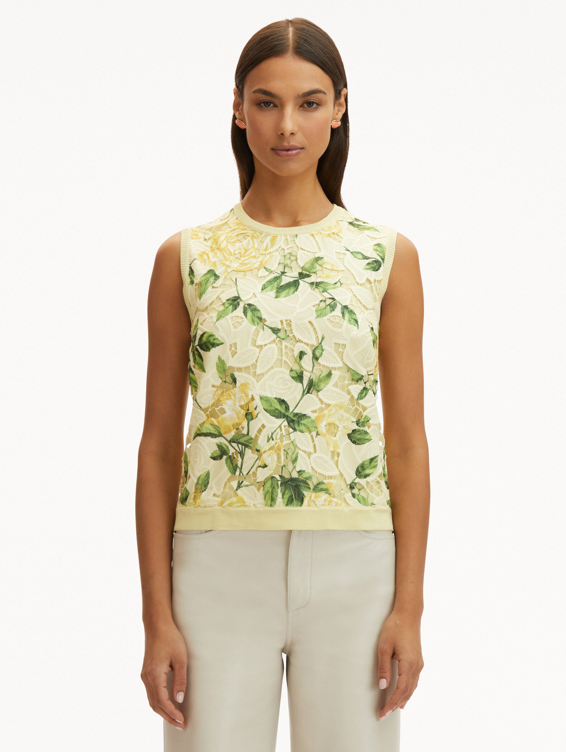 English Rose Guipure Lace Inset Tank Top - Elegant Floral Blouse for Women | Perfect for Summer Outfits, Date Nights & Special Occasions
