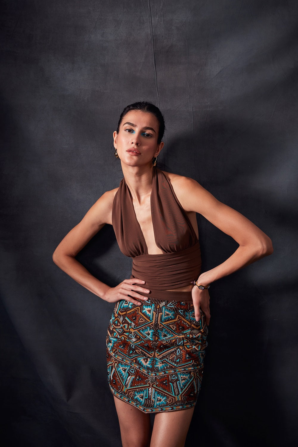 Dark Tan Women's Tops - Casual Short Sleeve Blouse for Summer Outfits & Beach Wear