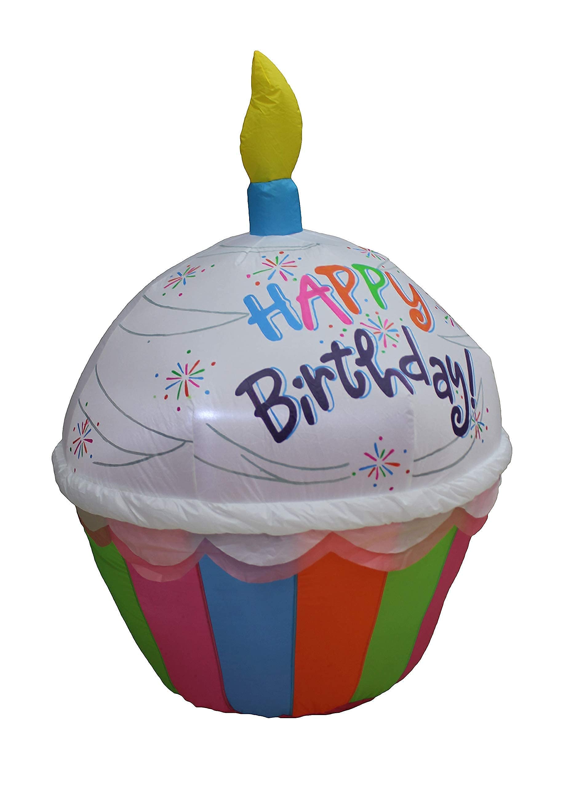 3-Piece Happy Birthday Inflatable Cupcakes Decorations Set - 4ft Tall Light-Up Party Blowups for Indoor & Outdoor Celebrations | Perfect for Birthday Parties, Backyard Events, and Festive Home Decor