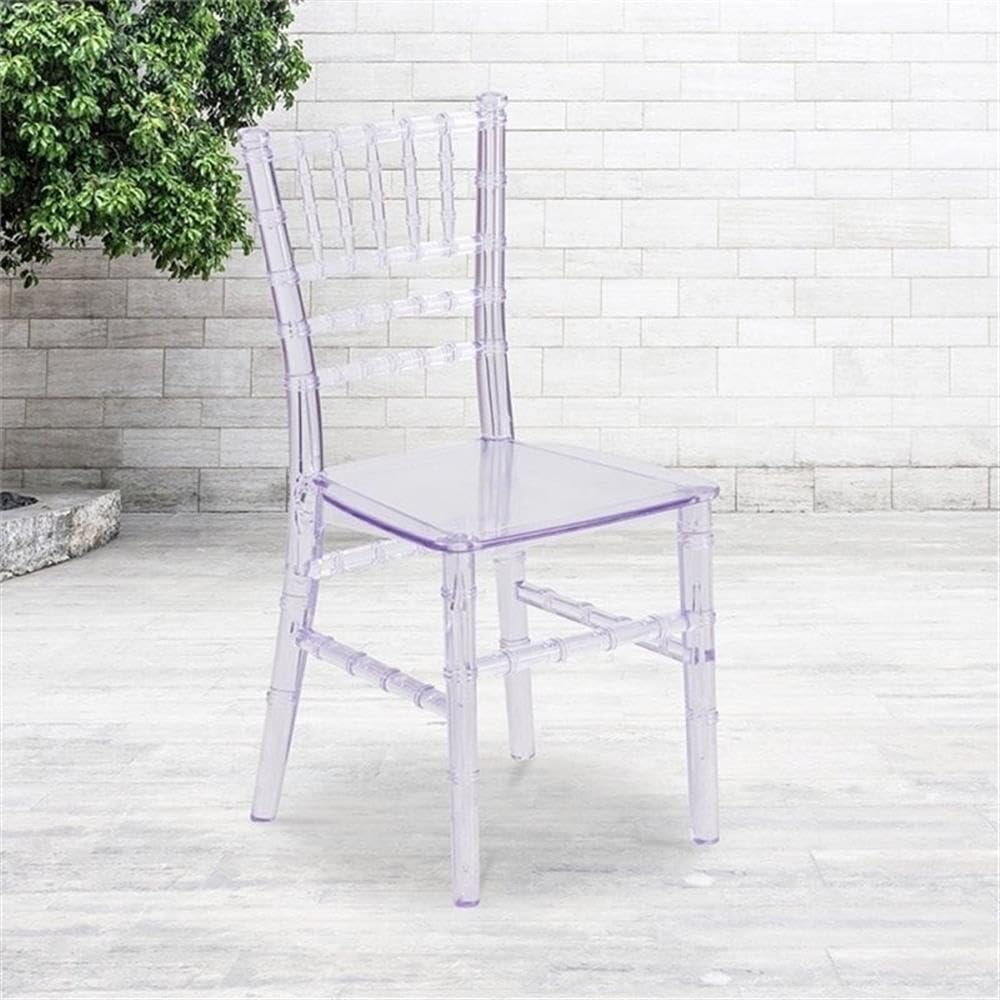 BOWERY HILL 12.5-Inch Clear Transparent Resin Kids Chiavari Chair - Modern Children's Seating for Birthday Parties, Weddings & Home Decor
