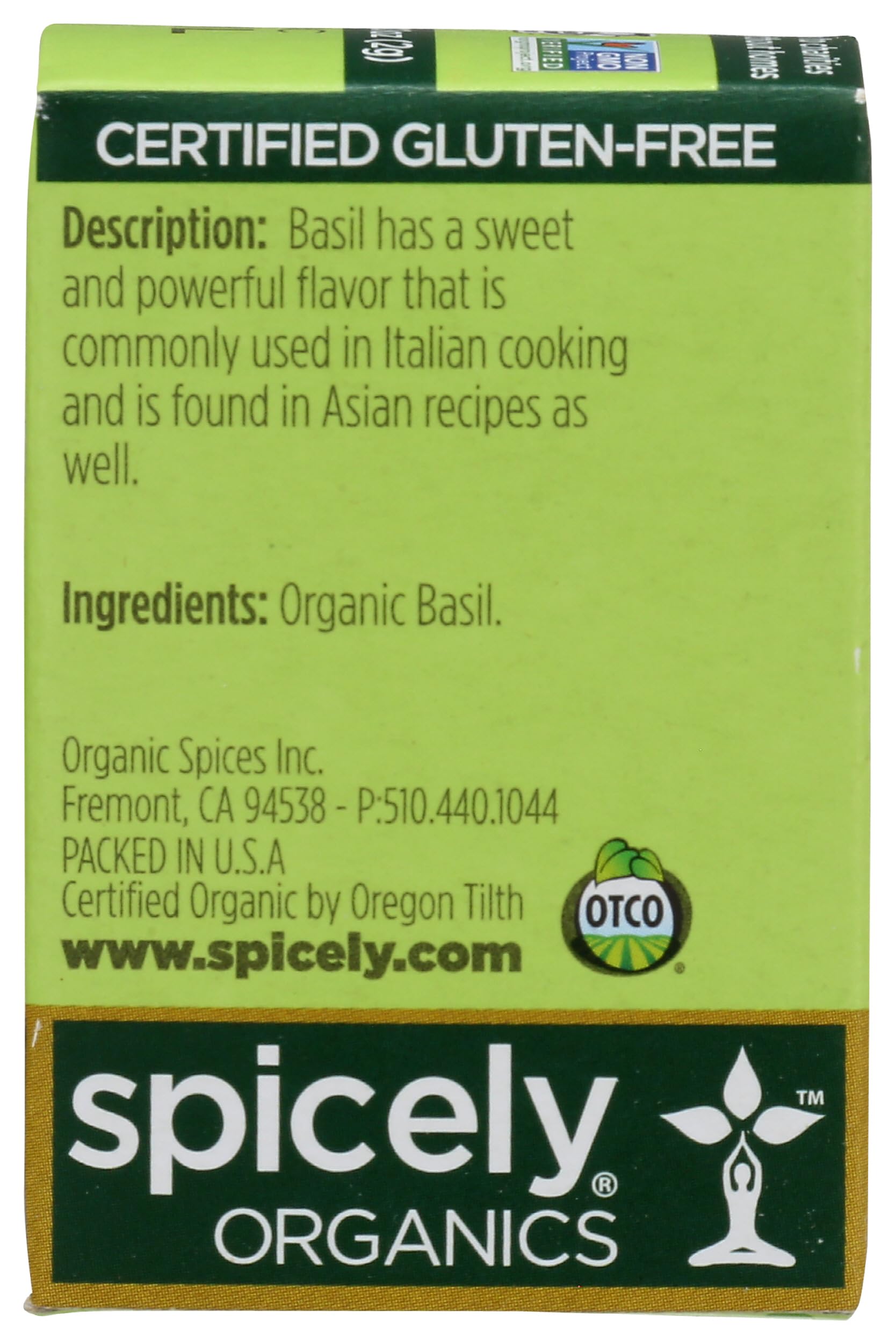 Organic Basil Leaves by Spicely - 0.1 Oz | USDA Certified Organic, Gluten-Free, Non-GMO | Perfect for Cooking, Pizza, Pasta & Salad Seasoning