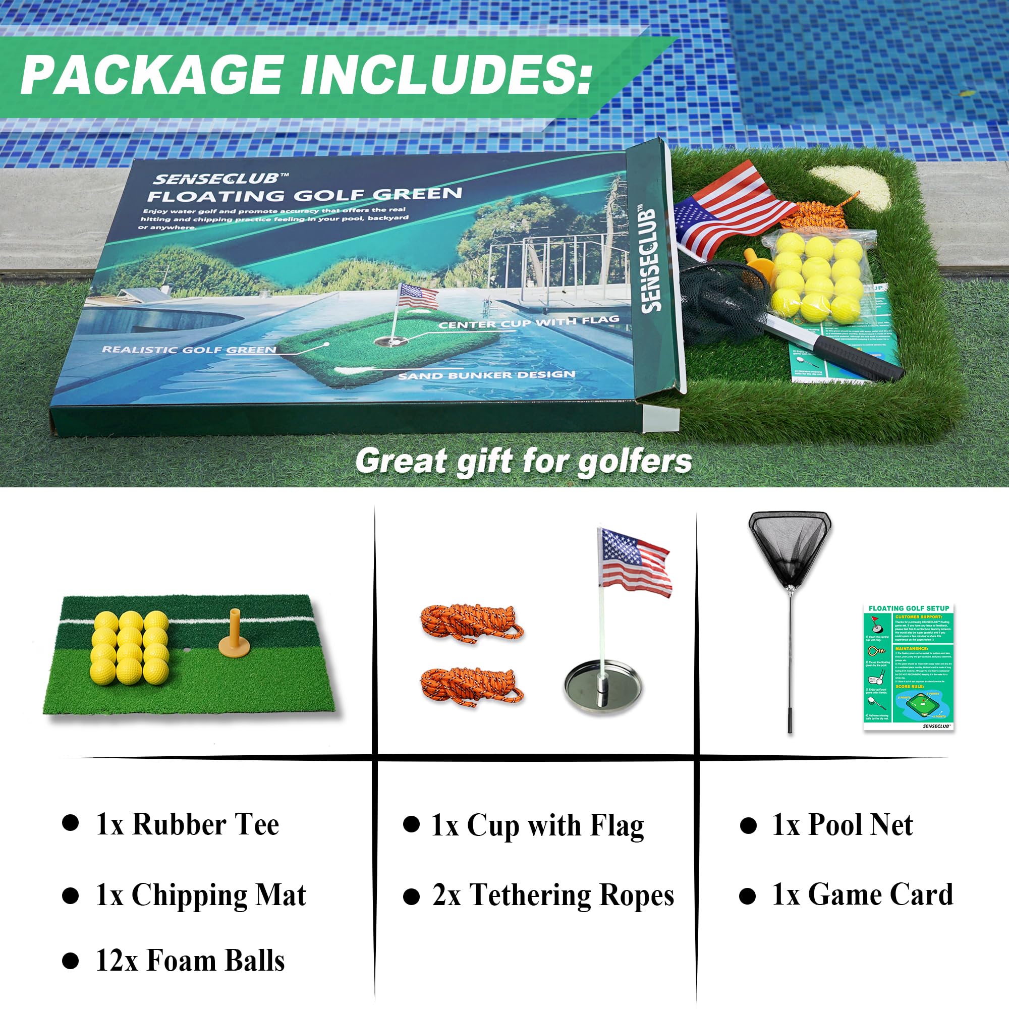 Premium Golf Chipping Net & Practice Green Set - Backyard Training Net with Mat, 3 Golf Balls & Target - Perfect for Outdoor Golf Practice, Backyard Games & Gifts for Golf Lovers