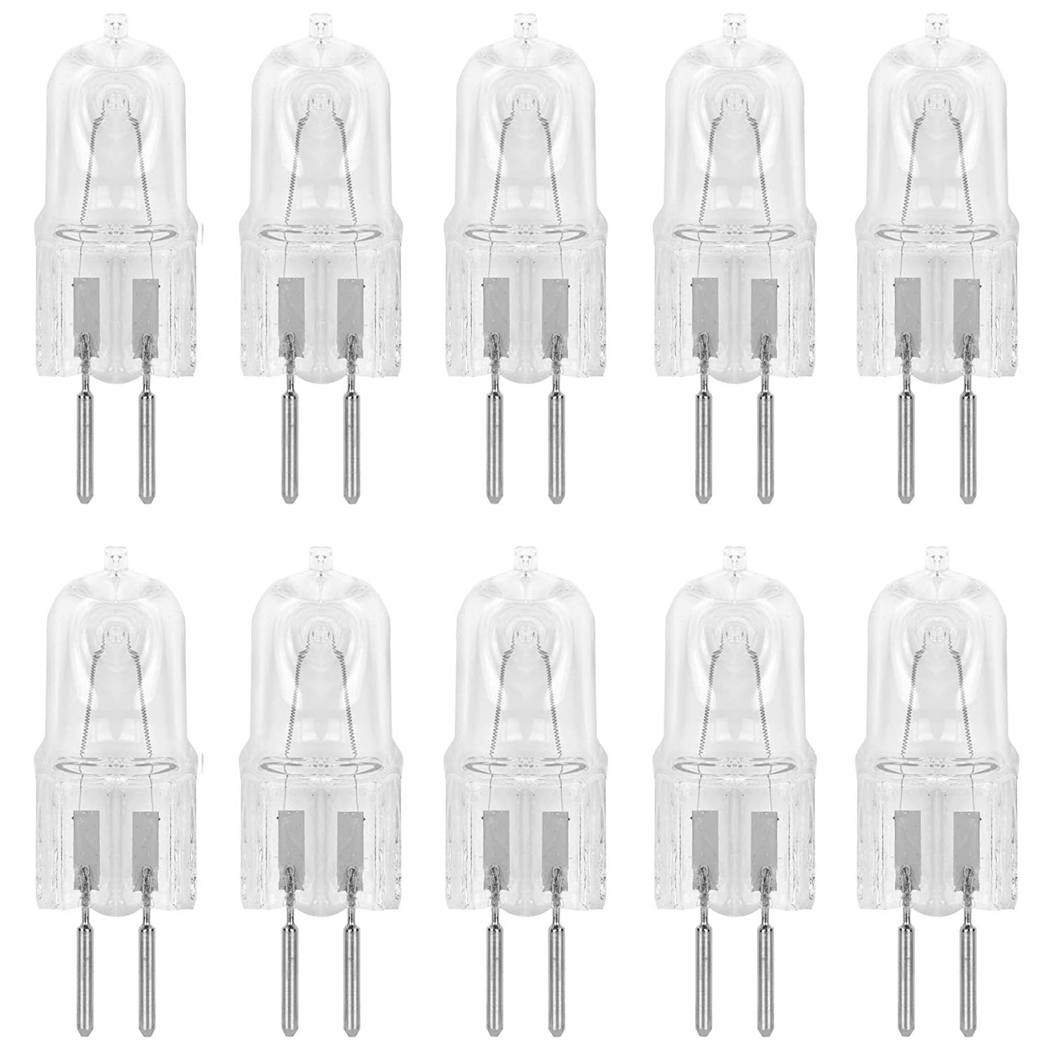 10 Pack Clear Dimmable T4 Q50/GY6.35/CL 50W 120V Halogen Light Bulbs - GY6.35 Base for Under Cabinet Lighting, Kitchen, Bathroom Mirror & Ceiling - Perfect for Aroma Wax Melters & Electric Warmers