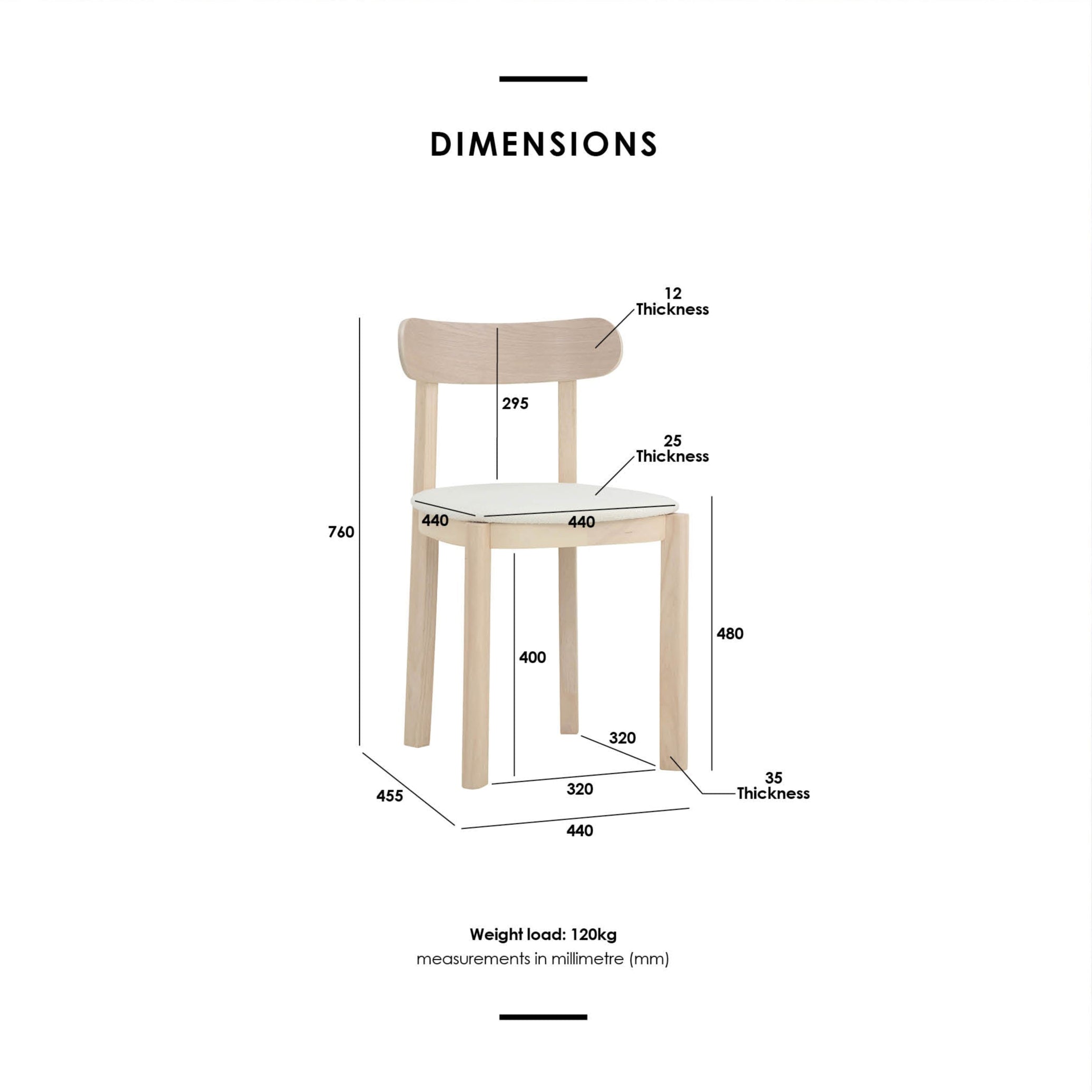 LOWEN Modern Dining Chair - Cream White Upholstered Seat - Perfect for Kitchen, Dining Room & Office - Comfortable & Stylish Home Furniture