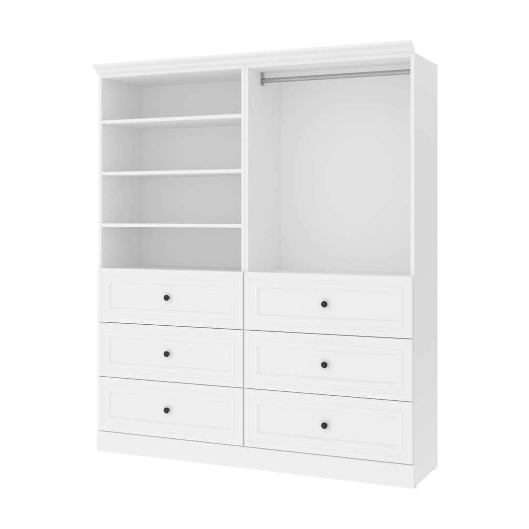 Bestar 72-Inch Platinum Gray Closet Organizer System - Wardrobe with Drawers for Home Storage | Bedroom, Laundry & Entryway Organization (72W, White) - Perfect for Small Spaces & Apartment Living