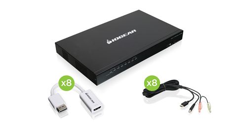 8 Port USB PS/2 HDMI KVM Switch with DisplayPort to HDMI Adapters & USB Cables - TAA Compliant for Multi-Computer Control in Office, Data Center & Home Workstations