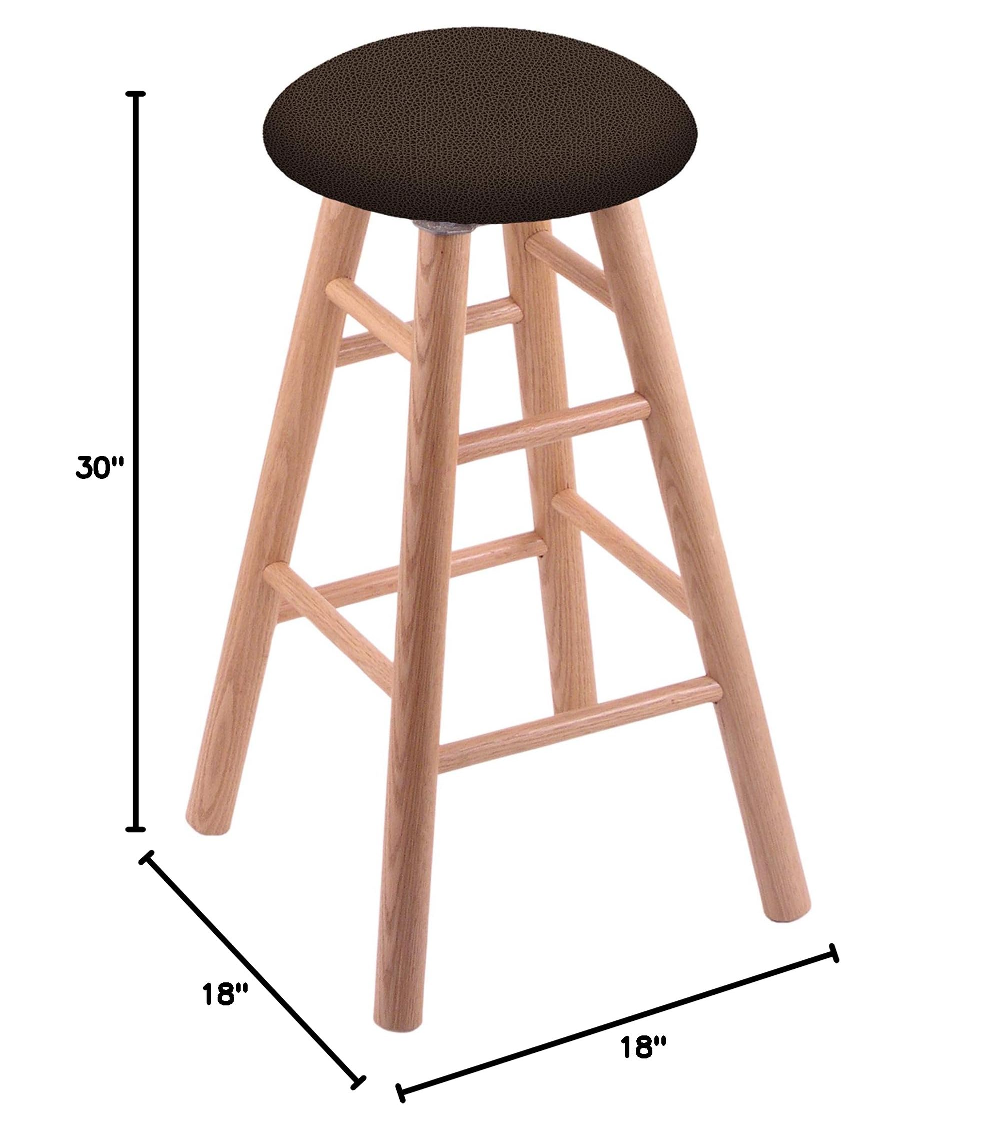 Natural Oak Bar Stool with Rein Coffee Seat - Rustic Wooden Counter Height Stool for Kitchen Island, Breakfast Nook & Home Bar Decor