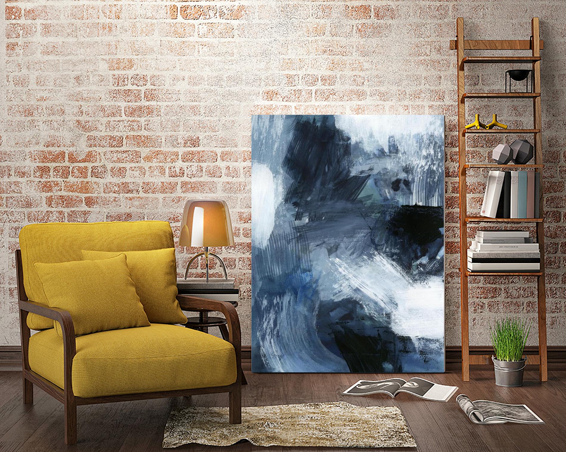 Composition in Blue III - Abstract Wall Art Painting for Modern Home & Office Decor | Perfect for Living Room, Bedroom, or Workspace