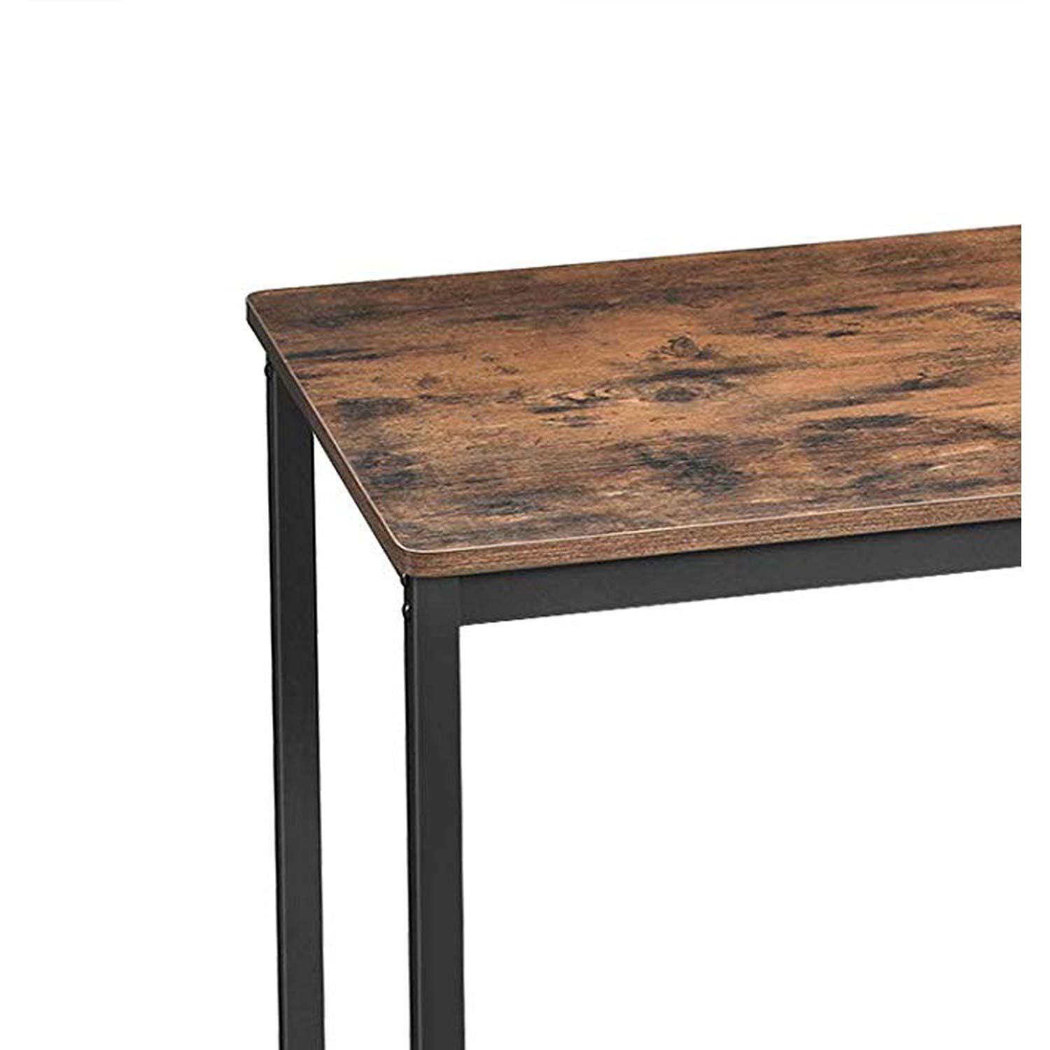 Benjara Wood and Metal Frame Bar Counter with 3 Shelves - Brown and Black - Perfect for Home Bars, Kitchen Islands, and Entertainment Areas