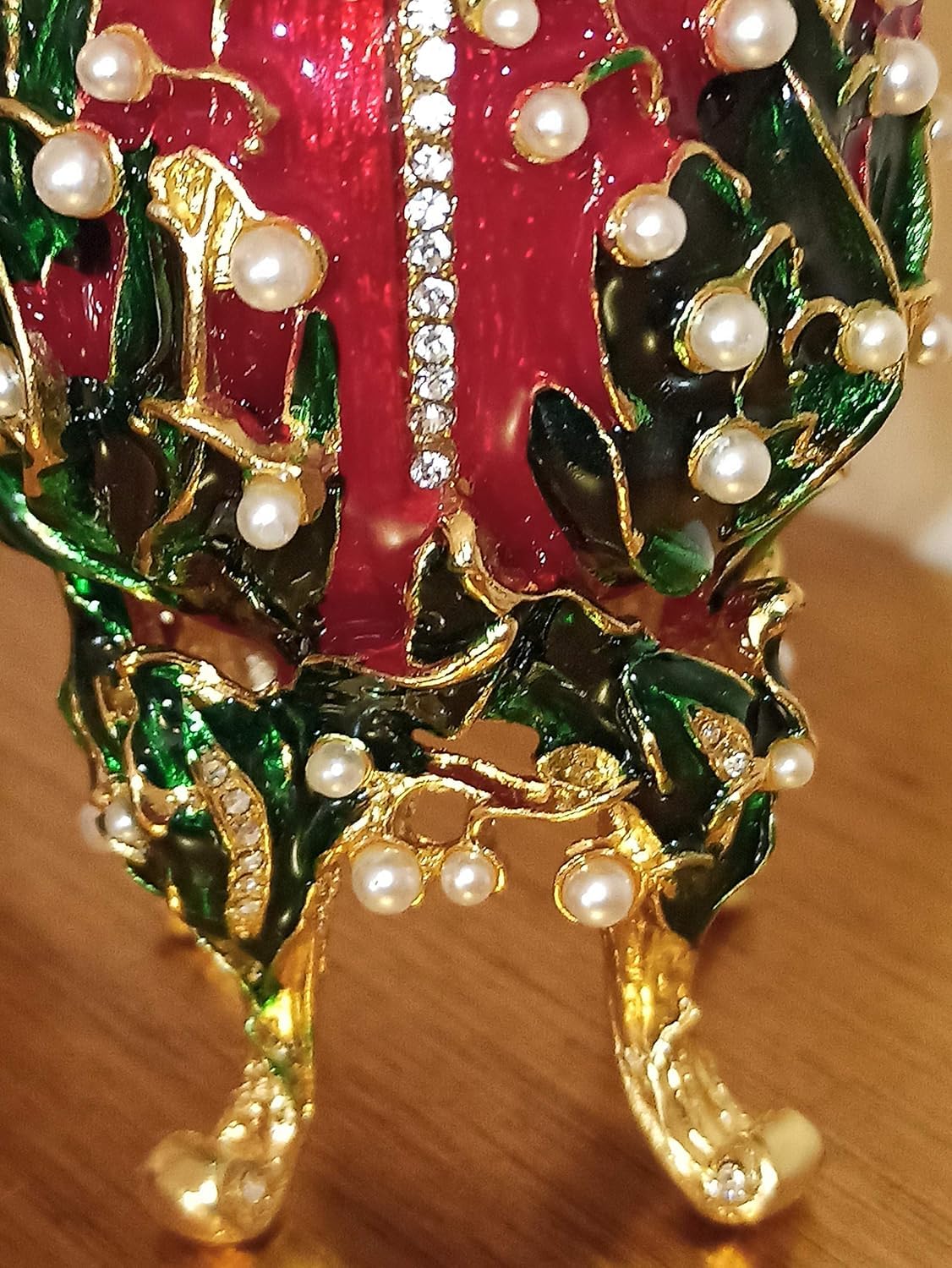 Handmade Imperial Faberge Egg Style Jewelry Box & Bracelet Set - 24K Gold Plated Austrian Crystal Diamond Decor, Luxury Gift for Men (Ruby Red) - Perfect for Birthday, Christmas, Anniversary & Special Occasion Gifts