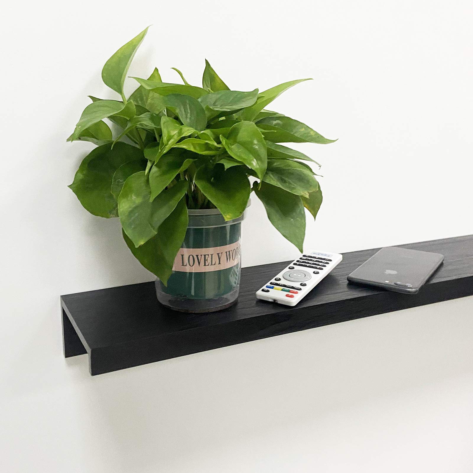 Lavezee 47 Inch Long Floating Picture Ledge Shelves - Set of 3 Black Wall Mount Display Shelves for Photos, Decor & Books | Perfect for Nursery, Office, Bedroom, Living Room & Kitchen Organization & Decoration