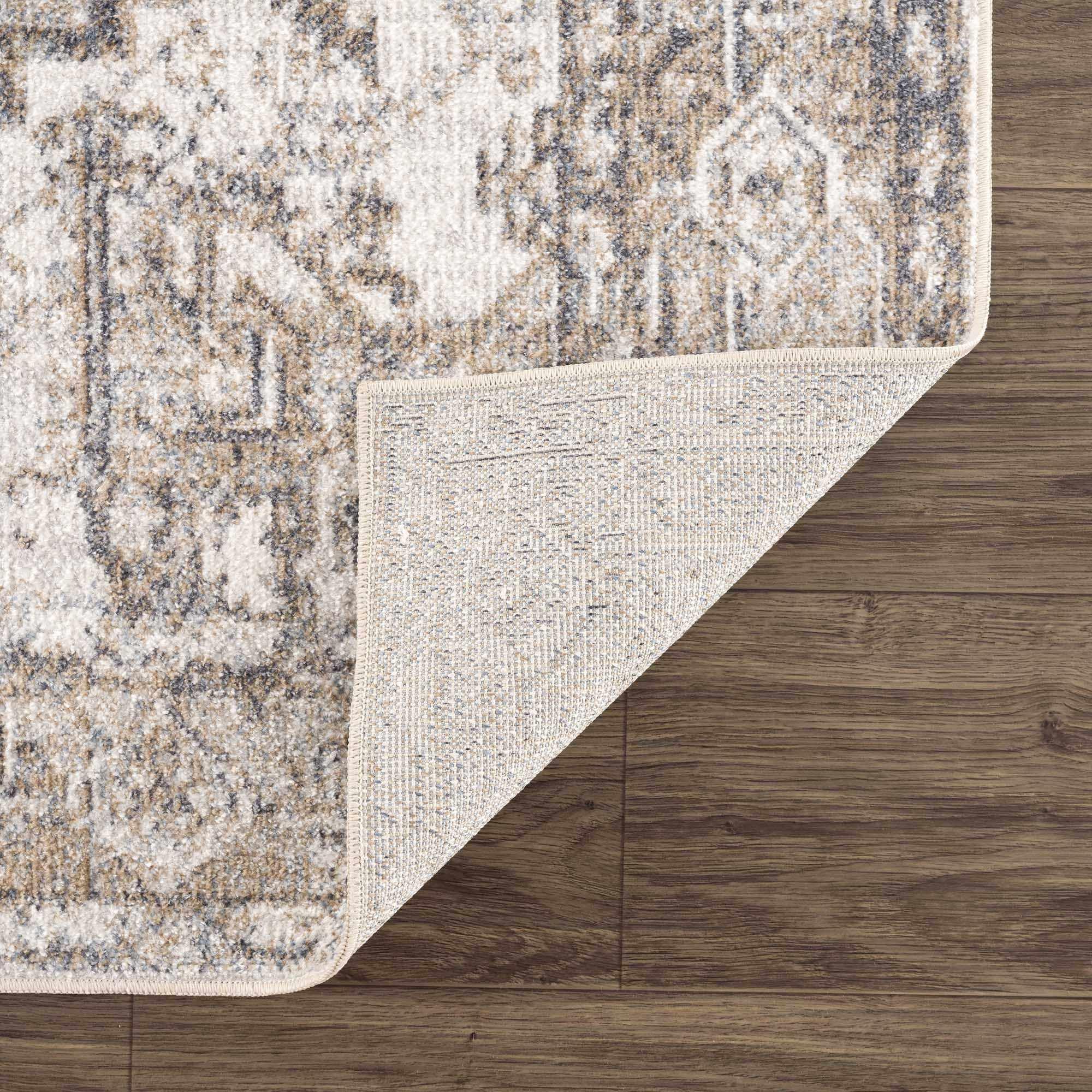 Hauteloom Hera Washable Area Rug for Living Room & Bedroom - Soft, Durable, Stain Resistant - Blue, Brown, Beige - 6'7