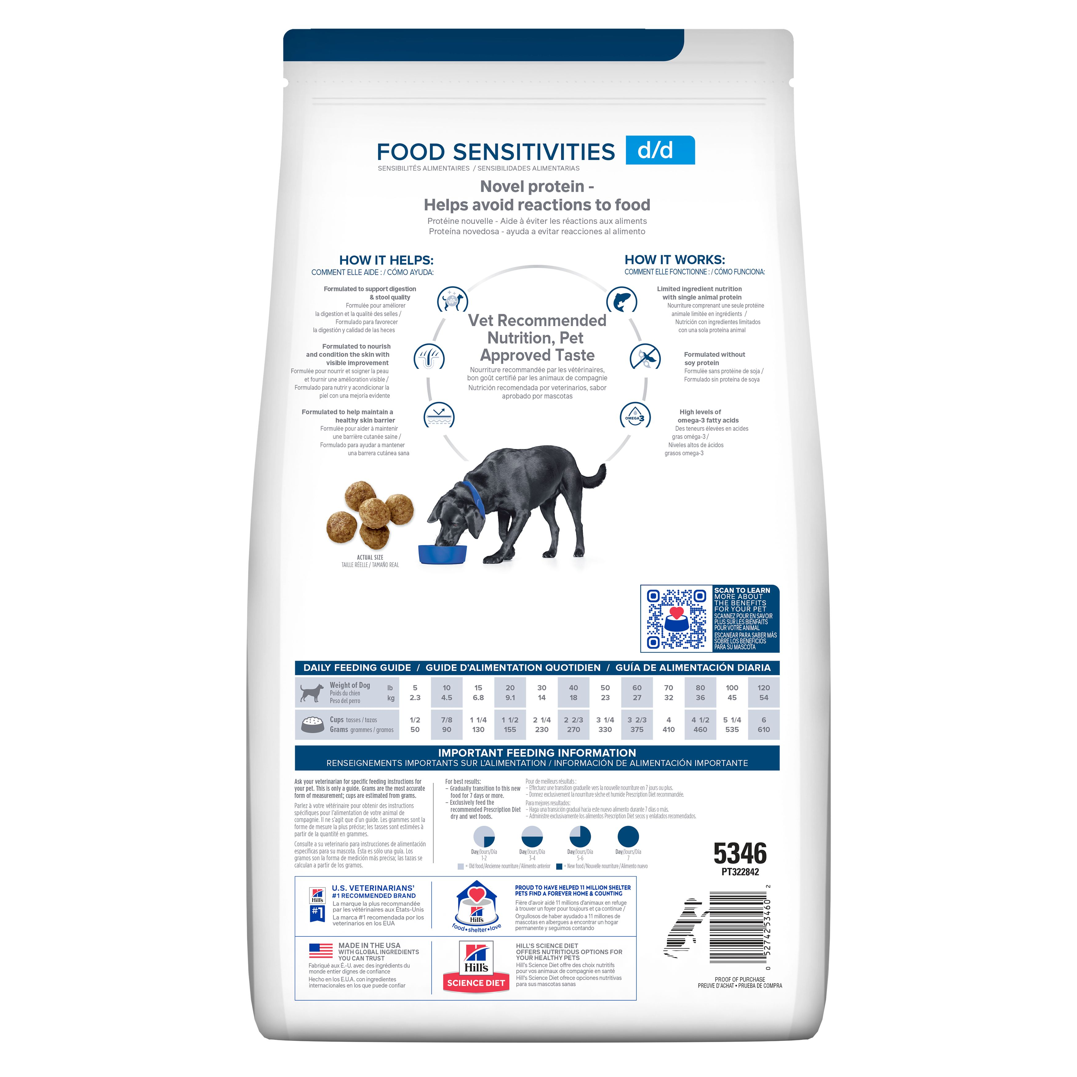Hill's Science Diet D/D Potato & Salmon Dry Dog Food - Skin & Food Sensitivities Relief - Grain-Free, Hypoallergenic Formula for Dogs with Allergies - Perfect for Sensitive Stomach & Skin Care