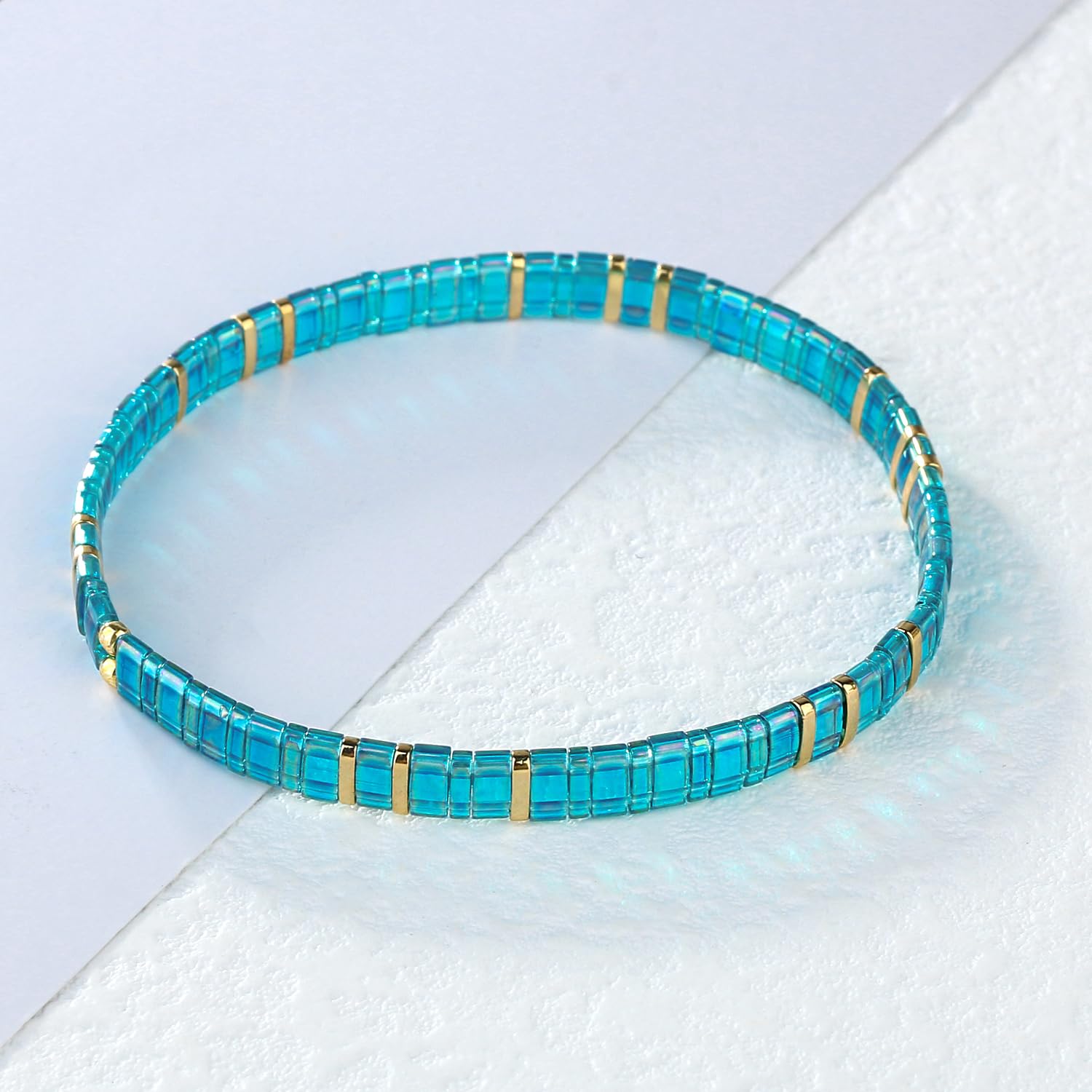 KELITCH Women's Tila Beads Charm Stretch Bracelet - Colorful Candy Beaded Wrap Friendship Bracelet for Women & Girls - Perfect for Gifts, Parties, and Everyday Wear