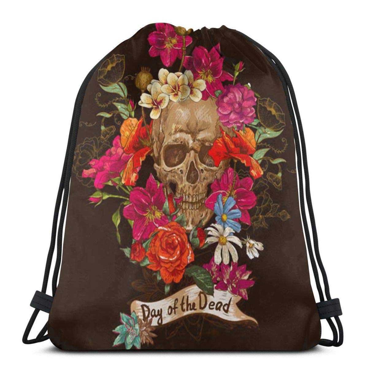 Colorful Skull Gym Drawstring Bag for Travel, Beach & School