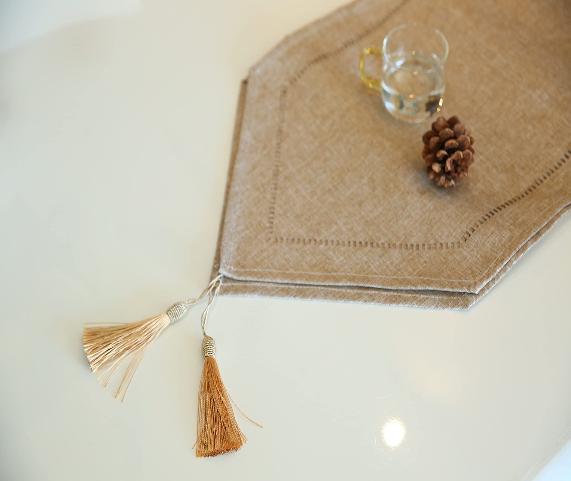 Beige Table Runner 13x72 Inches - Washable Cotton Linen Tablecloth with Tassels for Dining Table, Coffee Table, Dresser - Perfect for Home Decor, Parties, Holidays & Special Occasions