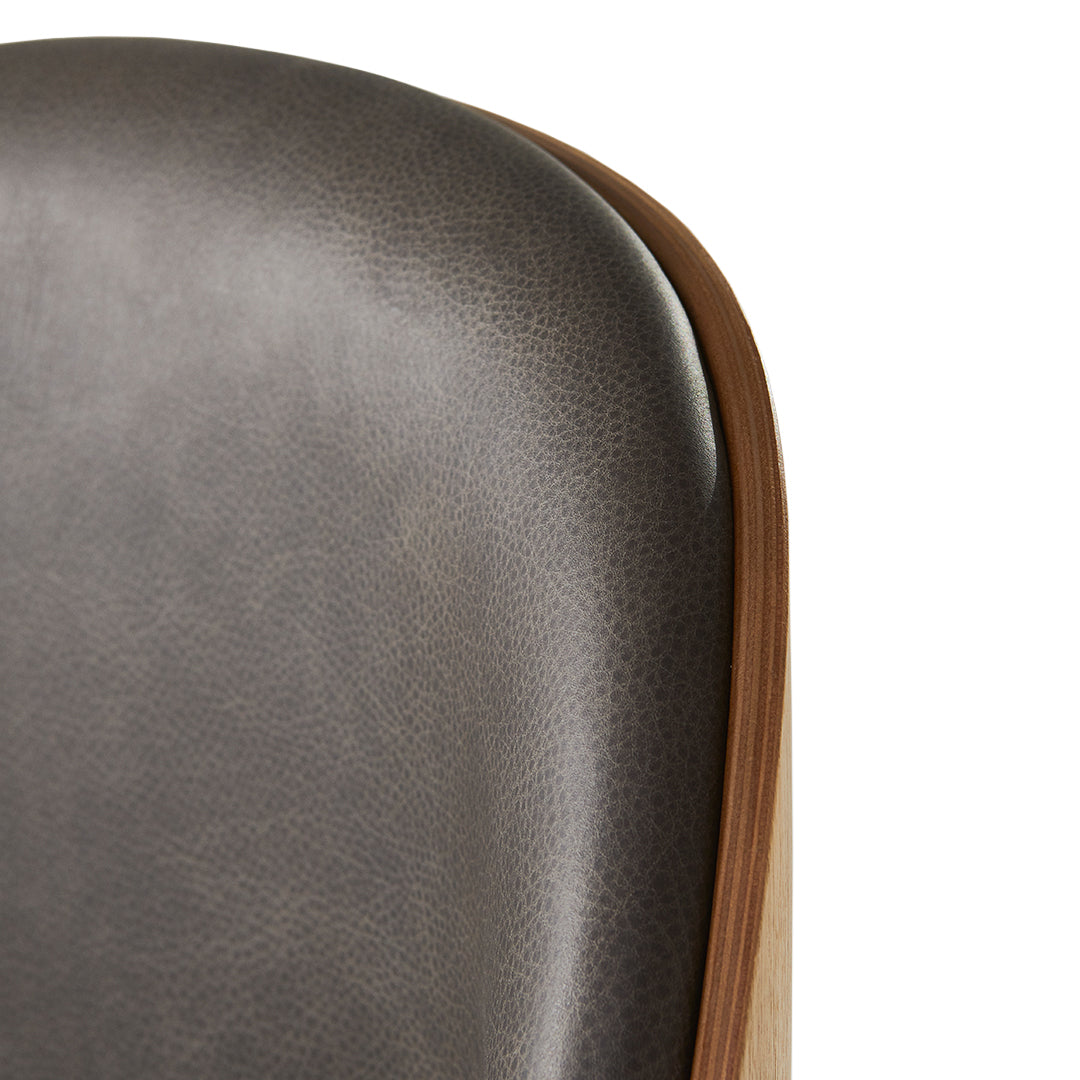 Modern Beetle Dining Chair with Upholstered Front & 3D Veneer Shell - Conical Base for Kitchen, Dining Room, or Office - Comfortable Seating Solution for Home & Commercial Spaces