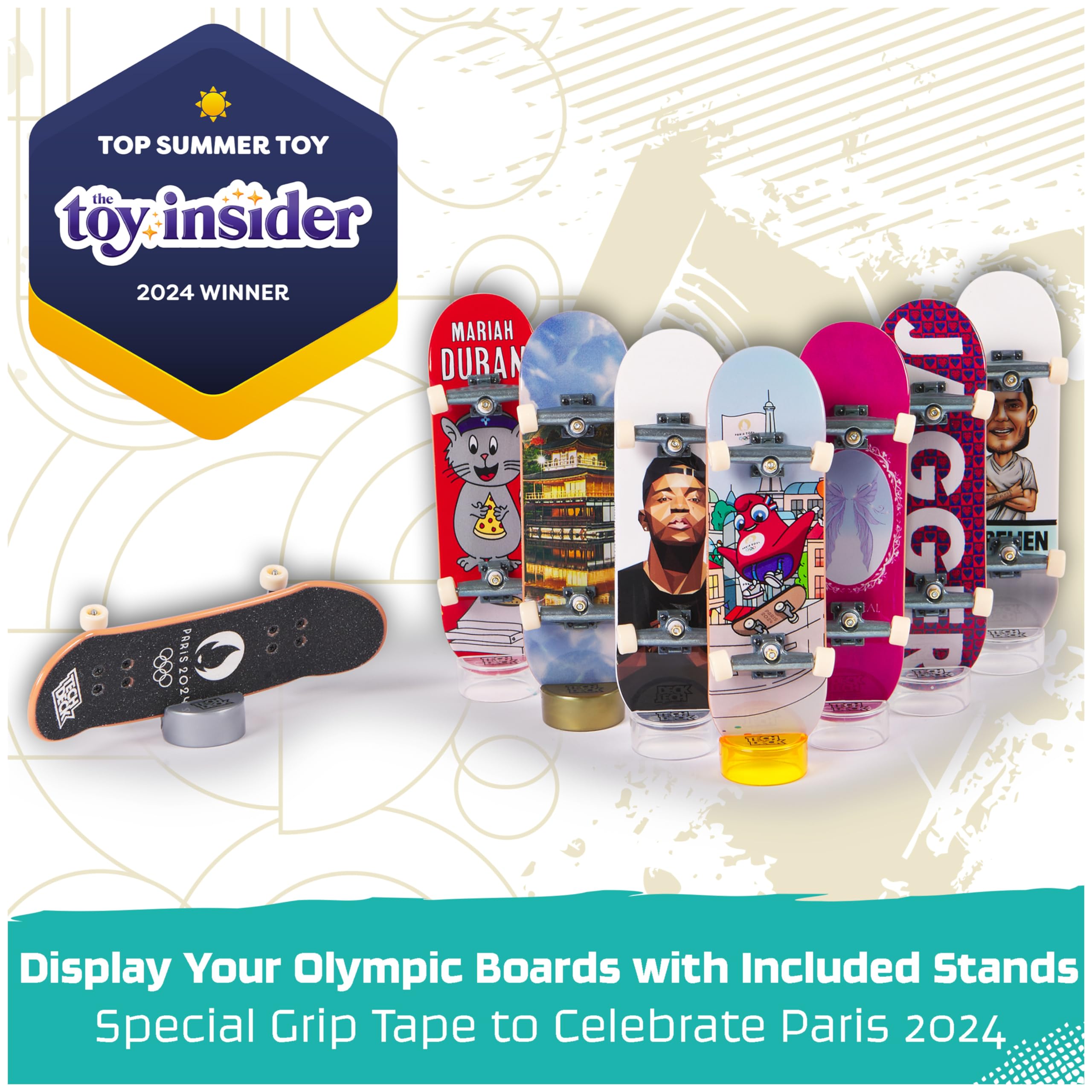 Tech Deck 8-Pack Fingerboards with Collectible Cards - Mini Skateboards for Kids 6+ | Olympic Games Paris 2024 Theme | Perfect for Skateboarding Enthusiasts & Collectors
