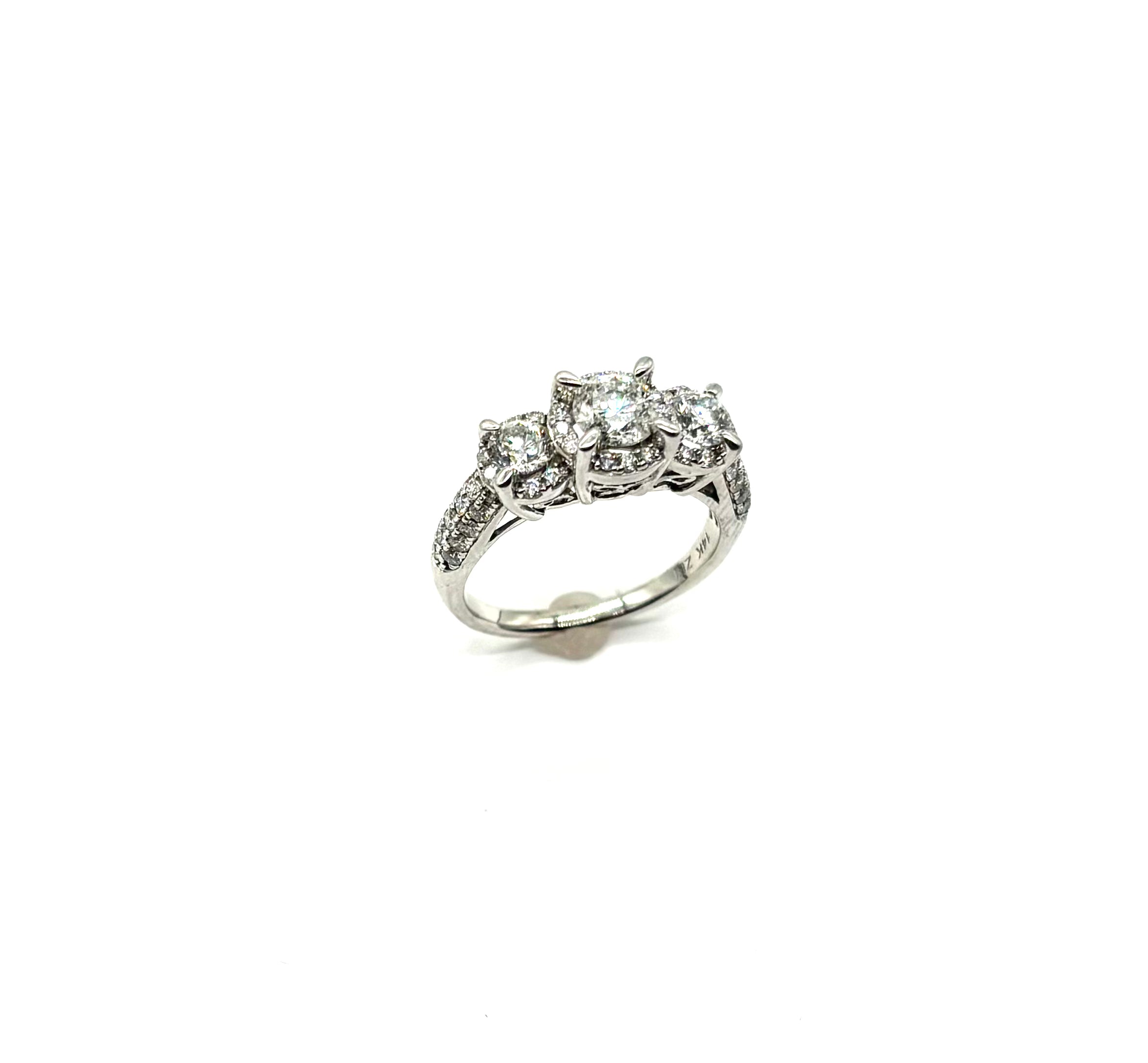 14K White Gold Triple Halo Diamond Ring for Women - Elegant Engagement, Wedding, Anniversary Gift - Perfect for Proposals, Bridal Jewelry & Special Occasions