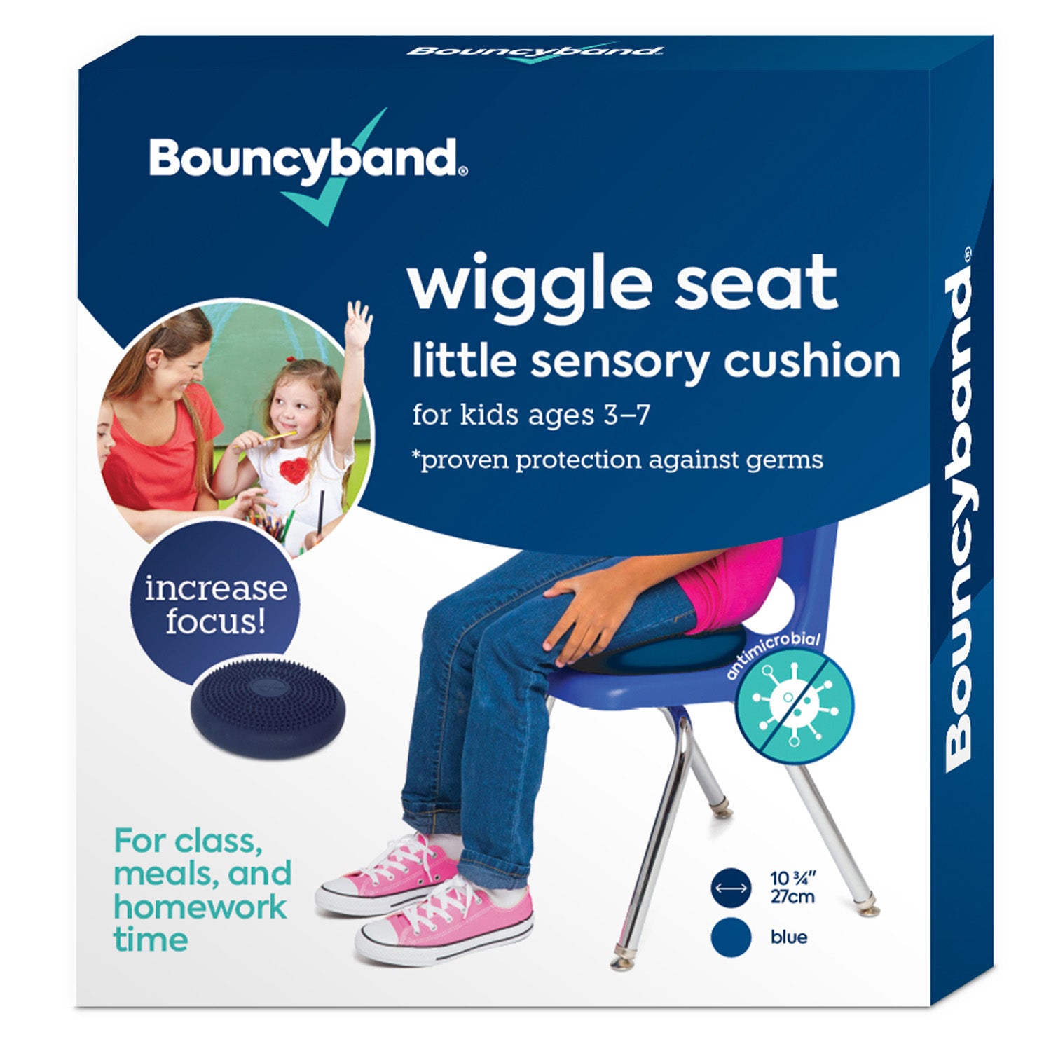 Bouncyband® Little Wiggle Antimicrobial Seat Cushion - Blue 10.75
