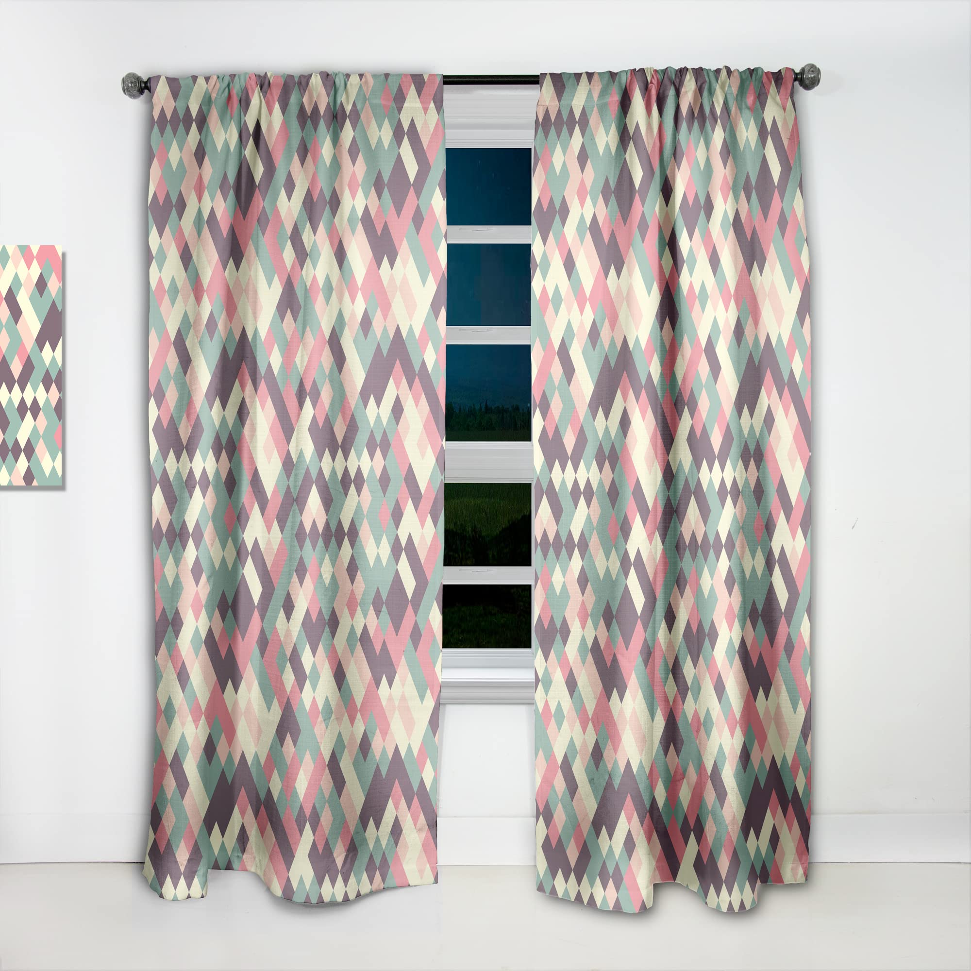 DesignQ Retro Square Pattern Thermal Insulated Curtains - Single Panel 52x120 Inches - Blackout Drapes for Bedroom & Living Room - Perfect for Home Decor, Privacy & Energy Efficiency
