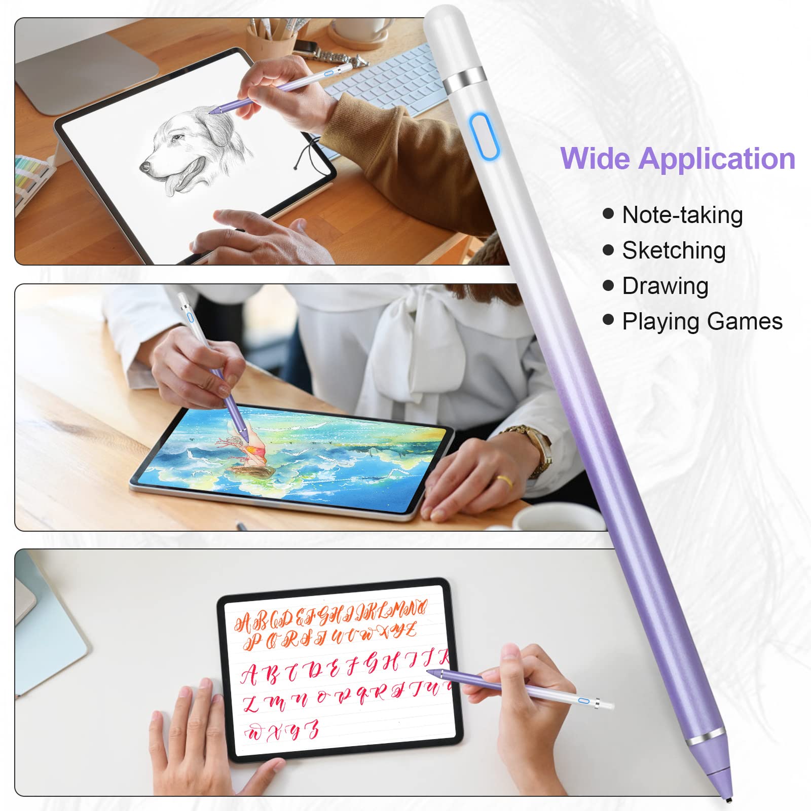 Premium Active Stylus Pen for Touch Screens - Fine Point Digital Pen Compatible with iPhone, iPad, Samsung & Android Devices - Perfect for Note Taking, Drawing & Professional Presentations