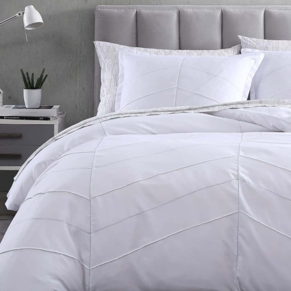 City Scene Courtney Comforter Set King Size White - Luxury Bedding for Master Bedroom & Guest Room Decor