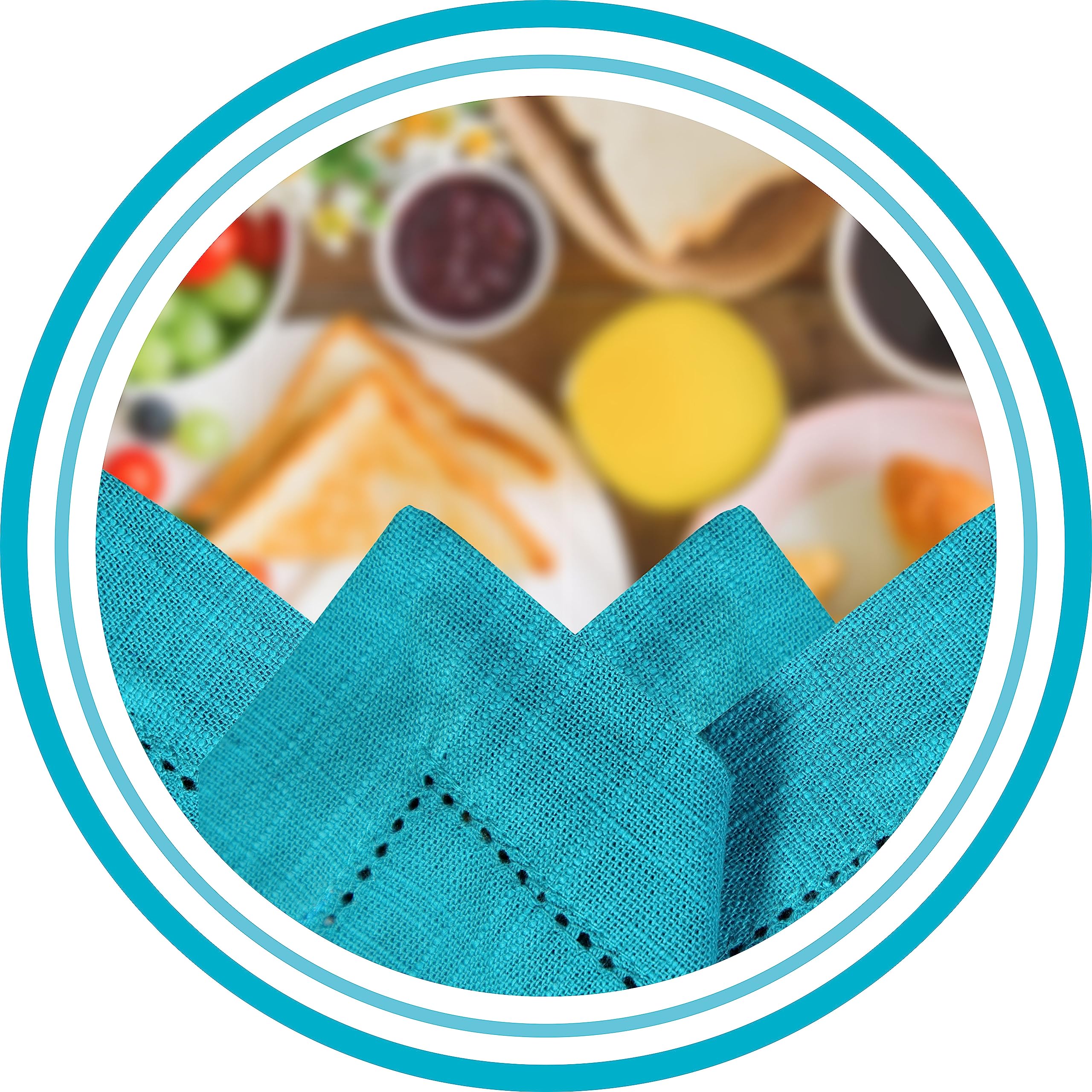 Premium 18x18 Inch Linen Cotton Washable Napkins Set of 6 - Soft, Durable & Highly Absorbent Dinner Napkins for Restaurants, Weddings & Parties (Teal) | Perfect for Fine Dining, Catering Events & Home Entertaining