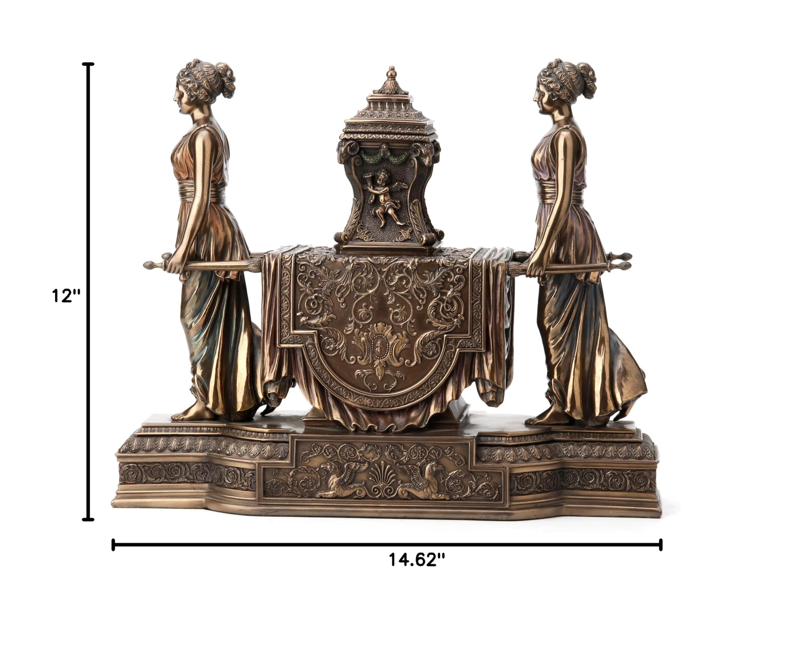 Unicorn Studio 12 Inch Tall Versailles Maidens Mantel Clock - Bronze Finish Resin Sculpture for Home Decor, Gift & Collectible | Perfect for Living Room, Office or Mantel Display