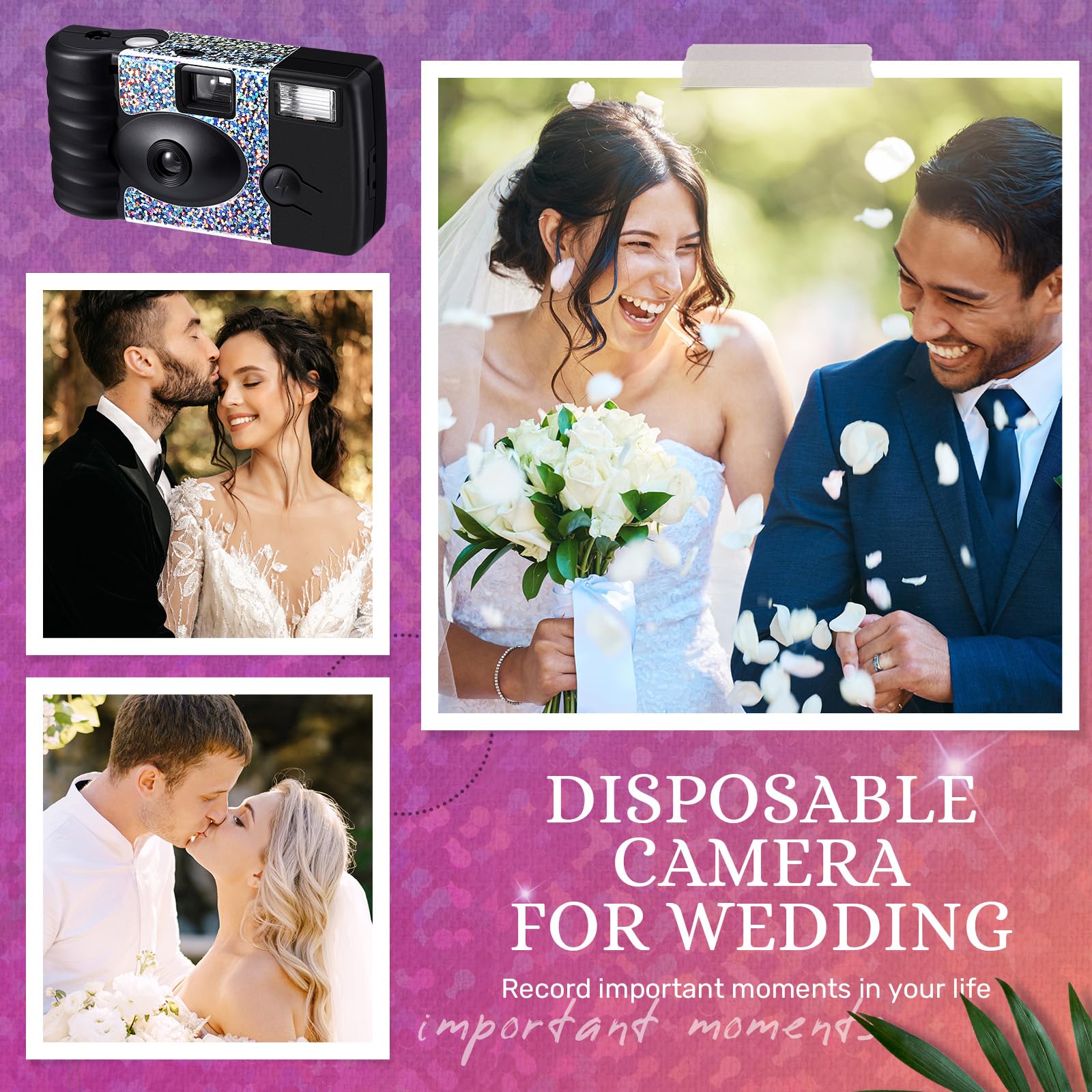 Treela 6 Pack Disposable Cameras for Weddings, Bachelorette Parties & Events - 35mm Single Use Flash Cameras Bulk for Birthday, Concert, Travel, Anniversary - Perfect Party Favors & Vacation Gifts (Rainbow Style) - Capture Memories at Weddings, Parties & Special Events