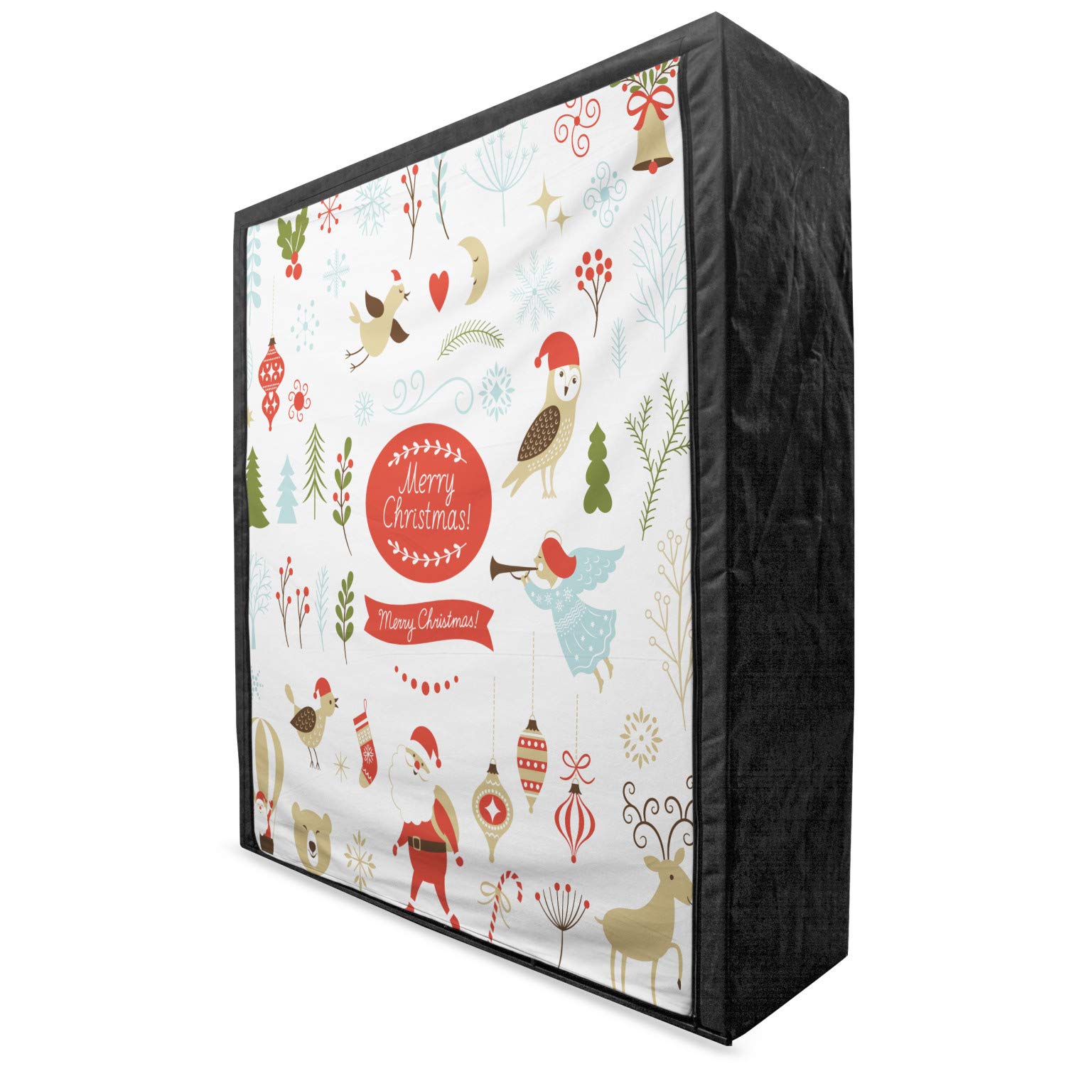 Ambesonne Christmas Portable Fabric Wardrobe - Holiday Closet Organizer with Shelves, 59 Inch Multicolor Storage for Seasonal Clothing | Perfect for Bedroom, Guest Room & Holiday Decor