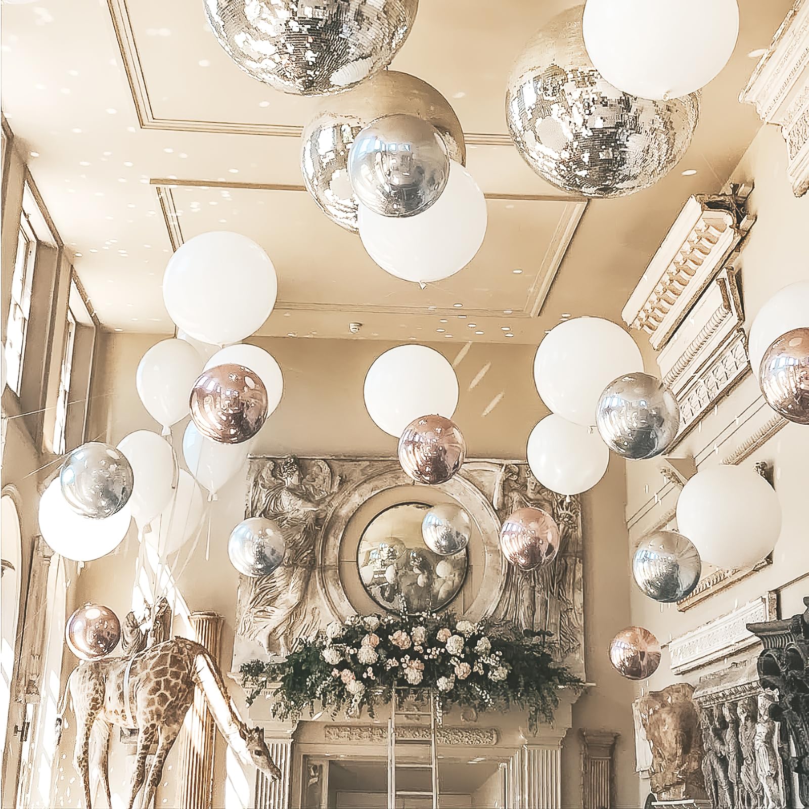 PartyWoo 6-Pack 22 Inch Silver Foil Balloons - Giant 4D Metallic Mylar Balloons with Ribbon for Birthday Party Decorations, Baby Shower, Anniversary & Special Events | Elegant Silver Balloon Decor for Indoor & Outdoor Celebrations