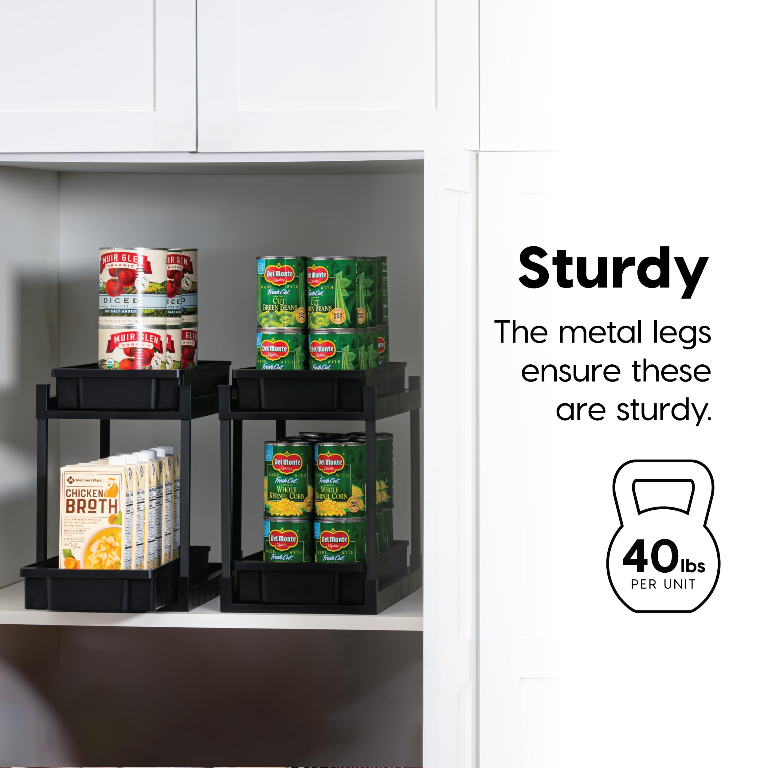 IRIS USA Under Sink Organizer, 2-Pack Black - Kitchen & Bathroom Storage