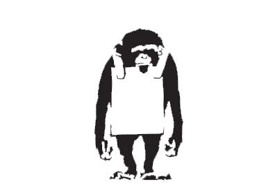 EW Designs Banksy Monkey Sign Vinyl Sticker - Waterproof Car & Truck Decal (5 Inch) - Urban Street Art for Windows, Laptops & Home Decor