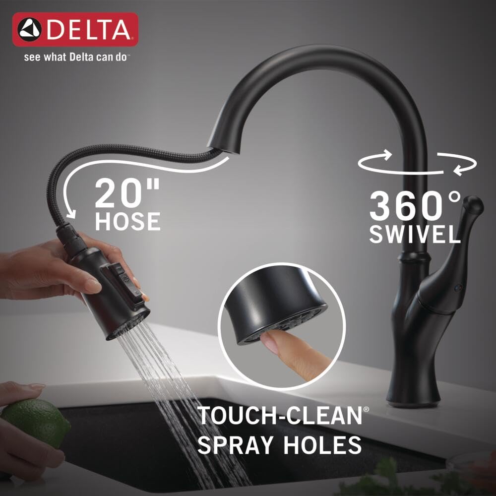 Delta Ophelia Matte Black Kitchen Faucet with Magnetic Docking Spray Head - Pull Down Sprayer for Modern Kitchens | Perfect for Cooking, Washing Dishes & Food Prep (Model 19888Z-BL-DST)