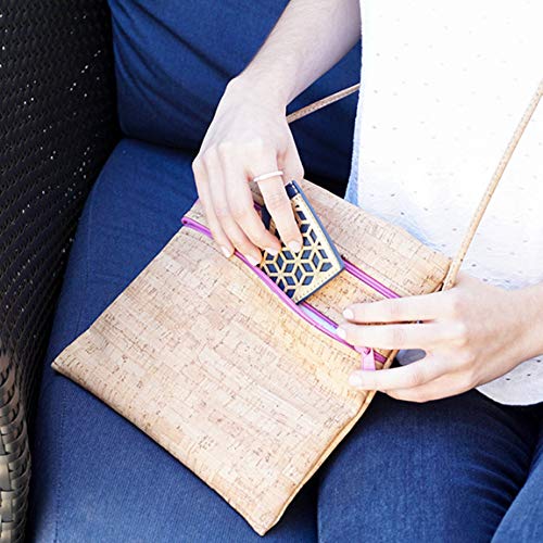 Stylish Double Zipper Pocket Cork Crossbody Bag with Red Zipper - Perfect for Travel, Shopping & Everyday Use