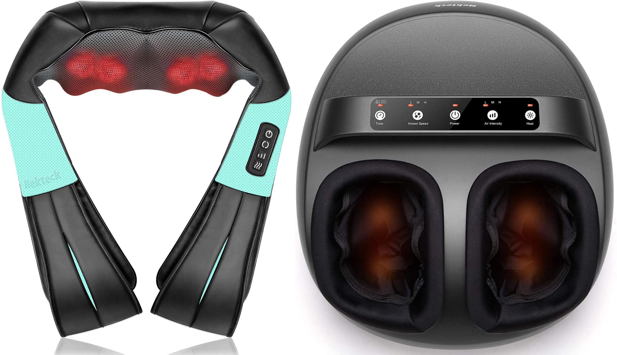 Nekteck Neck and Back Massager with Heat - Shiatsu Deep Tissue Kneading for Pain Relief - Perfect for Home, Office & Travel Use