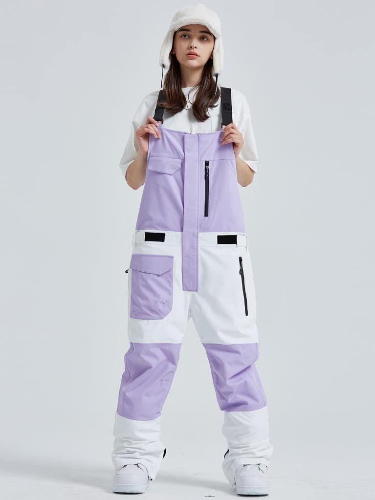 GS SNOWING Women's Waterproof Windproof Insulated Snow Bibs - Winter Ski Pants with Ripstop Fabric for Snowboarding & Outdoor Activities | Perfect for Skiing, Snowboarding & Cold Weather Adventures