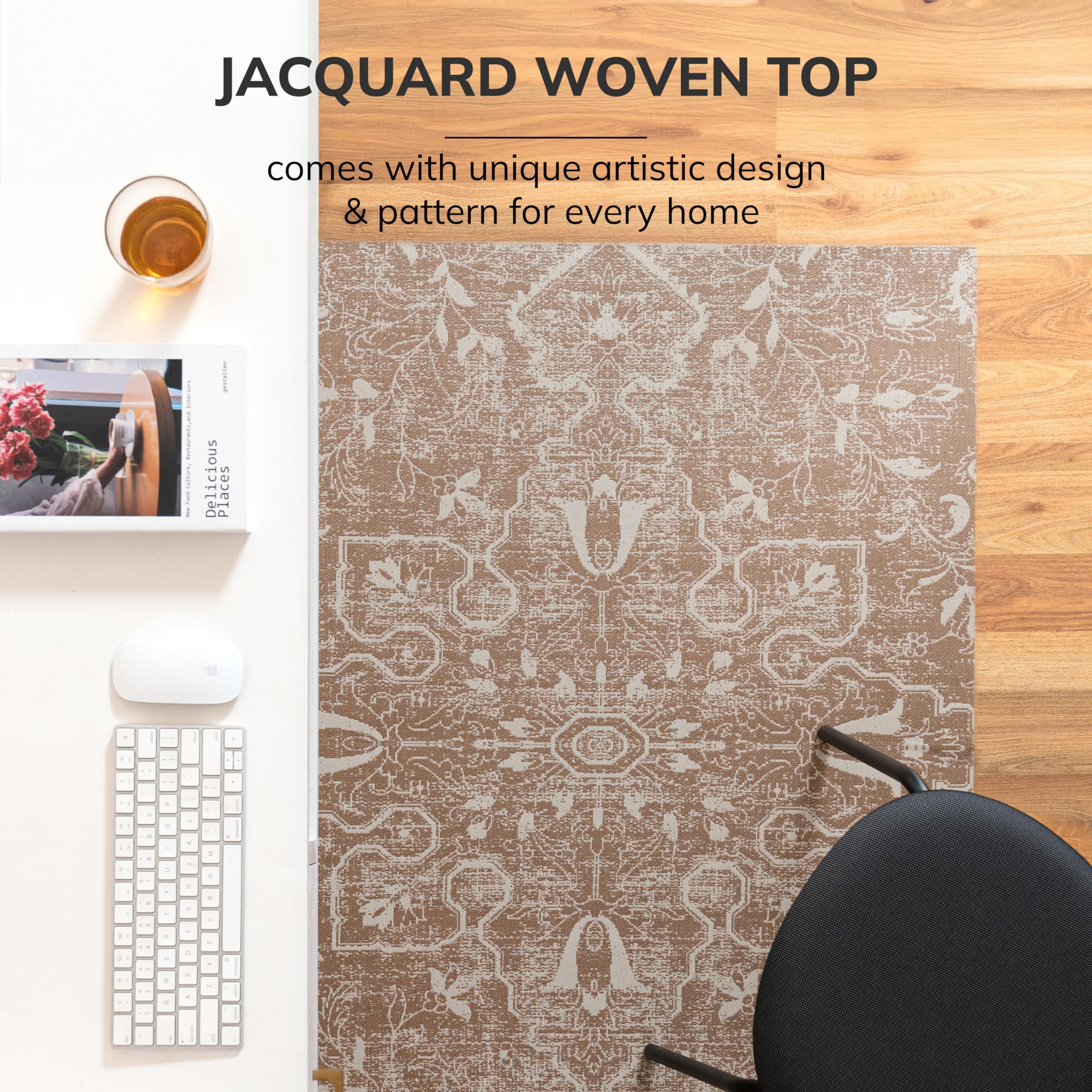 Premium Jacquard Woven Chair Mat with Anti-Slip Backing - 36
