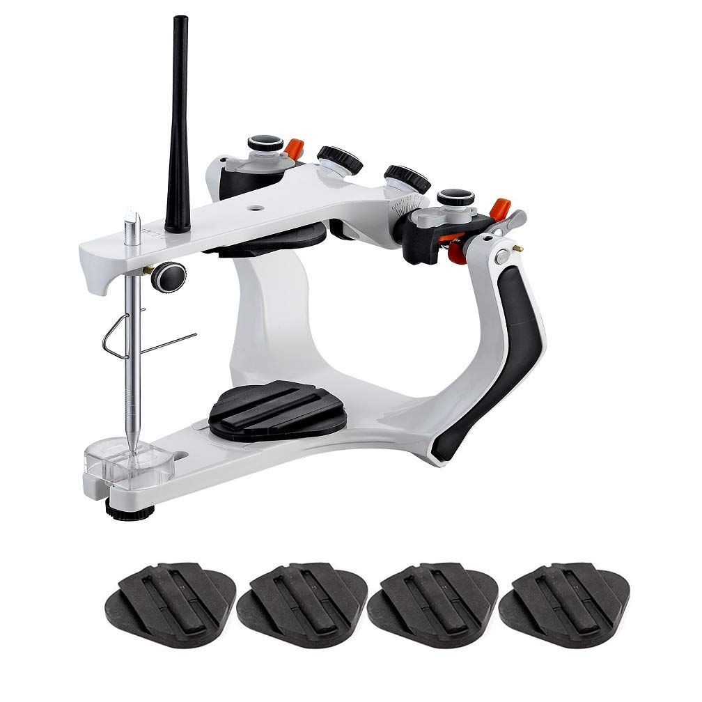Professional Dental Semi-Adjustable Articulator with 4 Magnetic Disposable Mounting Plates - Ideal for Crowns, Bridges & Denture Fabrication in Dental Labs
