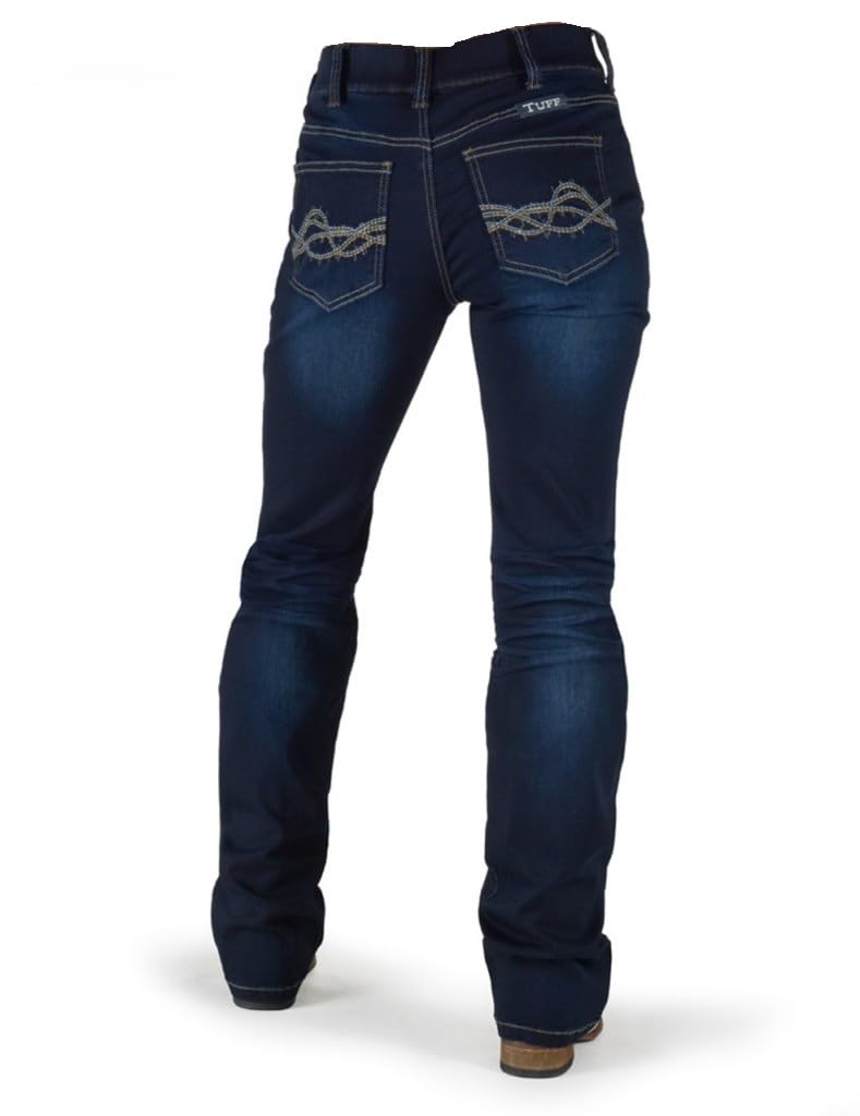Cowgirl Tuff Western Jeans for Women - Shattered Pull On Dark Wash PULDRK | Comfortable Riding & Everyday Wear