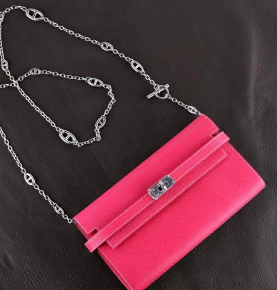 Premium Kelly Wallet Conversion Kit - Gold & Silver Chain Strap Insert for Hermès Kelly Bag (Black, 120cm Gold Chain) | Luxury Bag Organizer for Women, Perfect for Parties & Daily Use