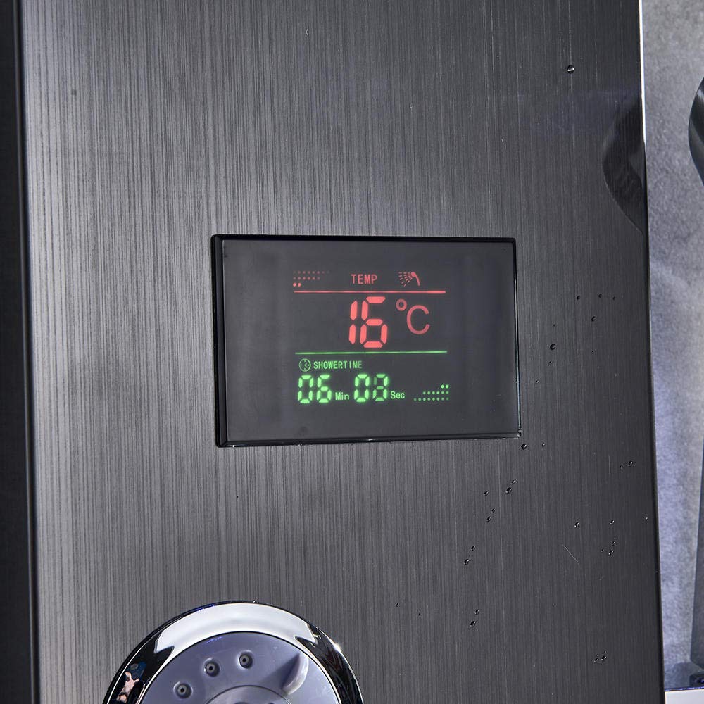 Luxury Black LED Shower Panel System with Temperature Display & Hand Shower - Modern Bathroom Faucet for Spa-like Experience | Perfect for Master Bathrooms, Hotel Renovations & Luxury Home Upgrades