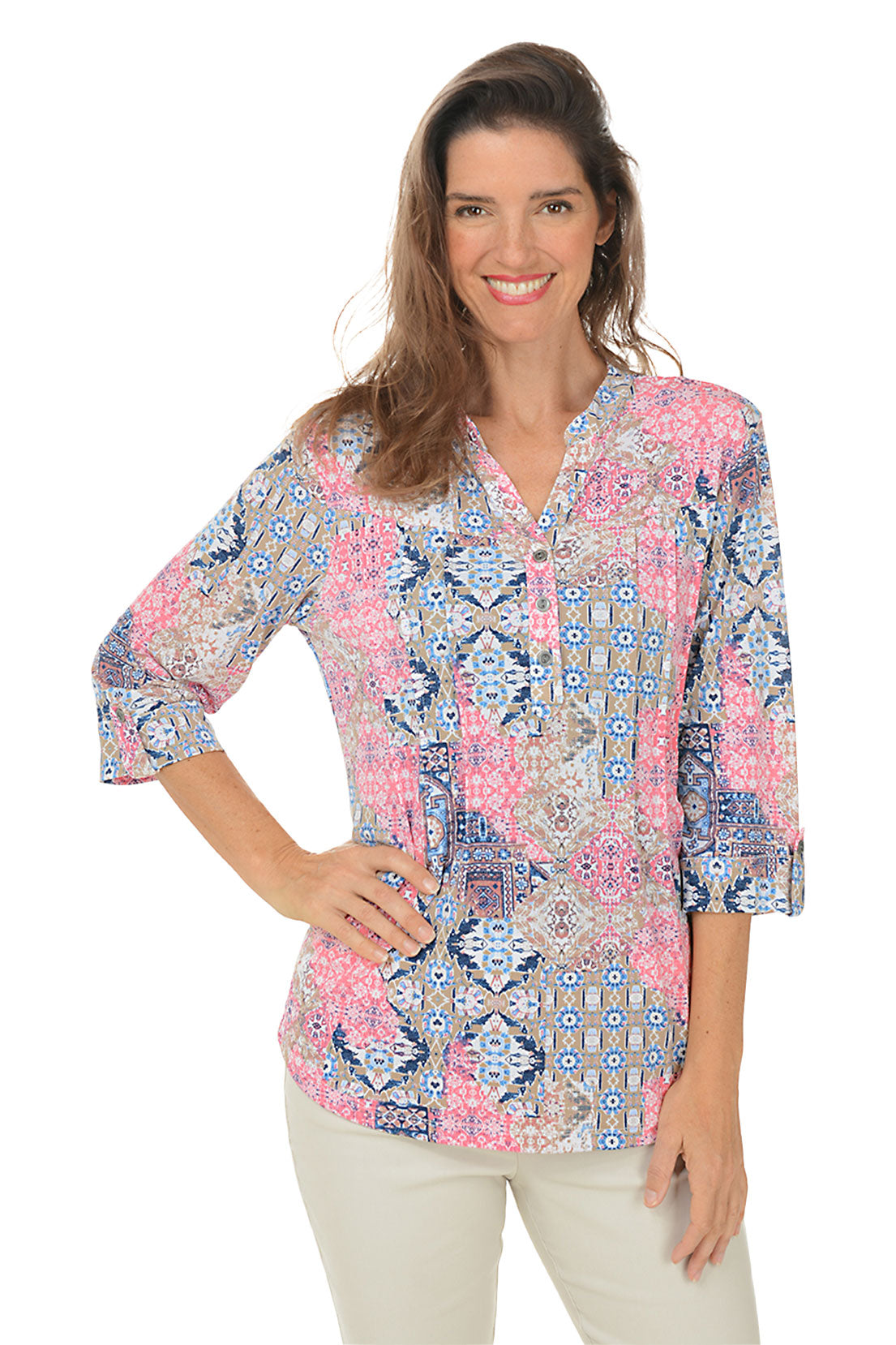 Rose Amour Pleated Patch Print Top - Women's Floral Blouse for Casual & Party Wear | Perfect for Dates, Office & Summer Outfits