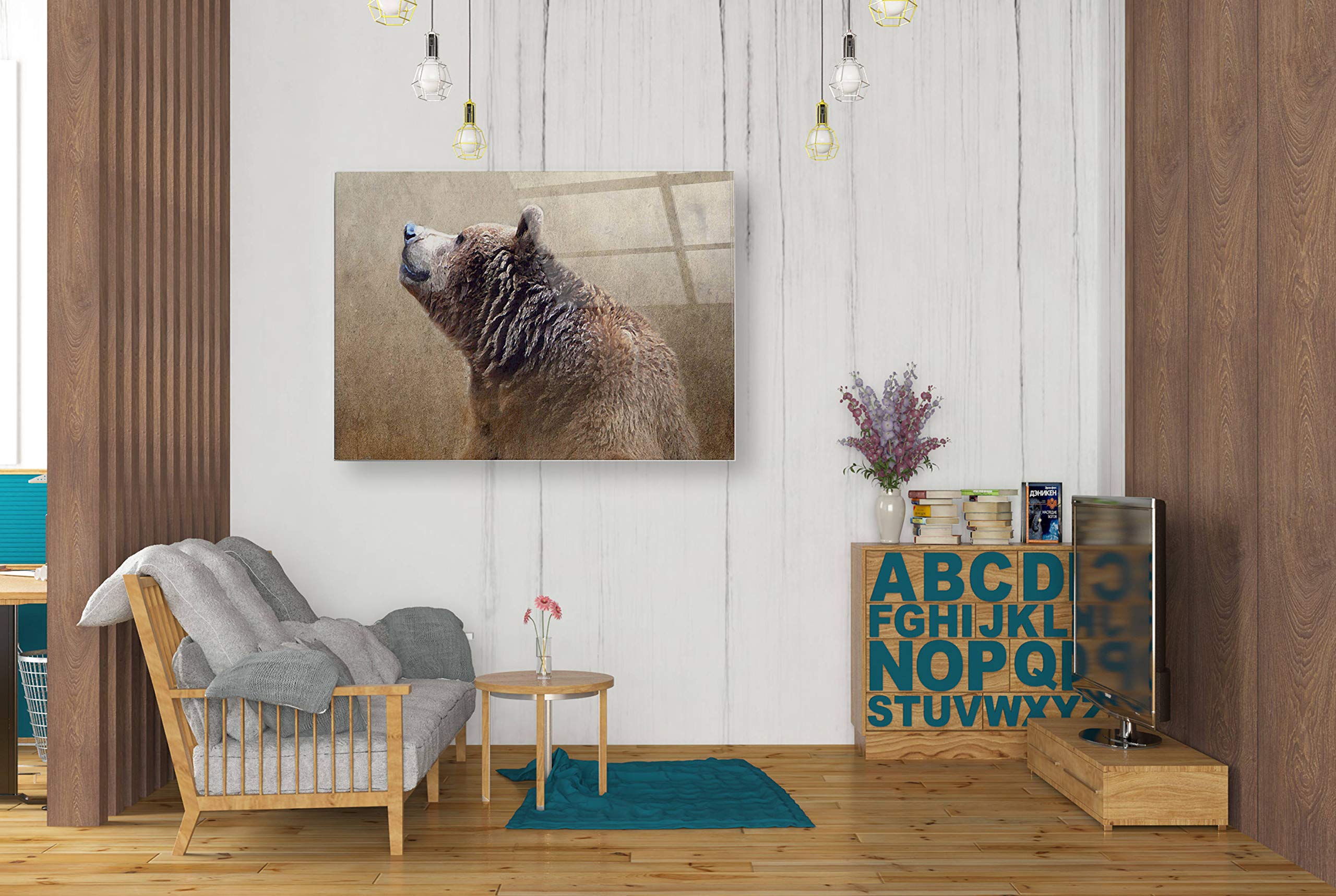 Karen Smith 'Big Bear' Acrylic Glass Wall Art - 24x36 Inches Modern Abstract Painting for Living Room, Bedroom & Office Decor