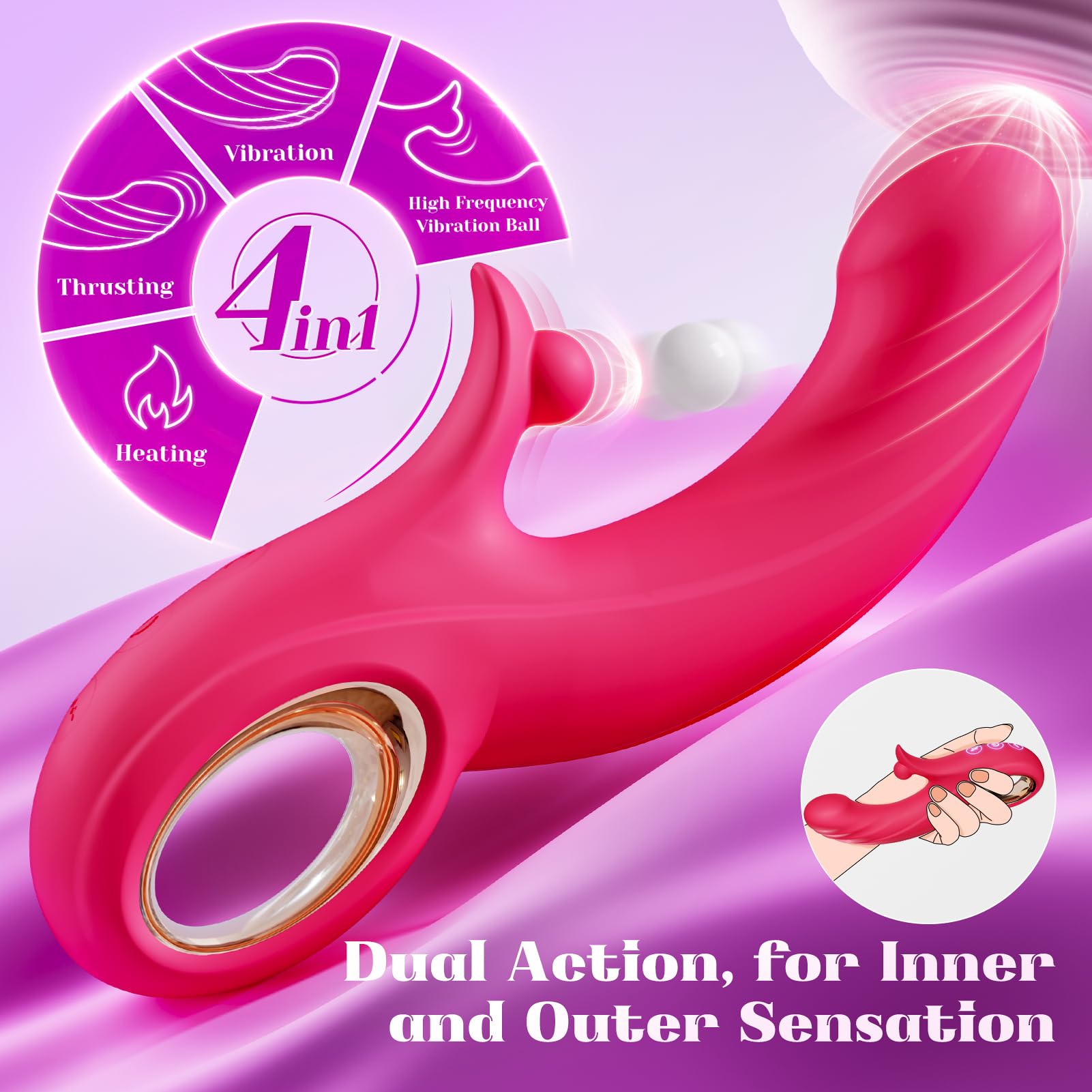 Rabbit Vibrator for Women - Dual Stimulation G Spot & Clitoral Vibrator with 10 Vibration & 7 Thrusting Modes, Heating Function - Adult Sex Toy for Solo Play & Couples Intimacy | Perfect for Romantic Evenings & Spicing Up Your Relationship