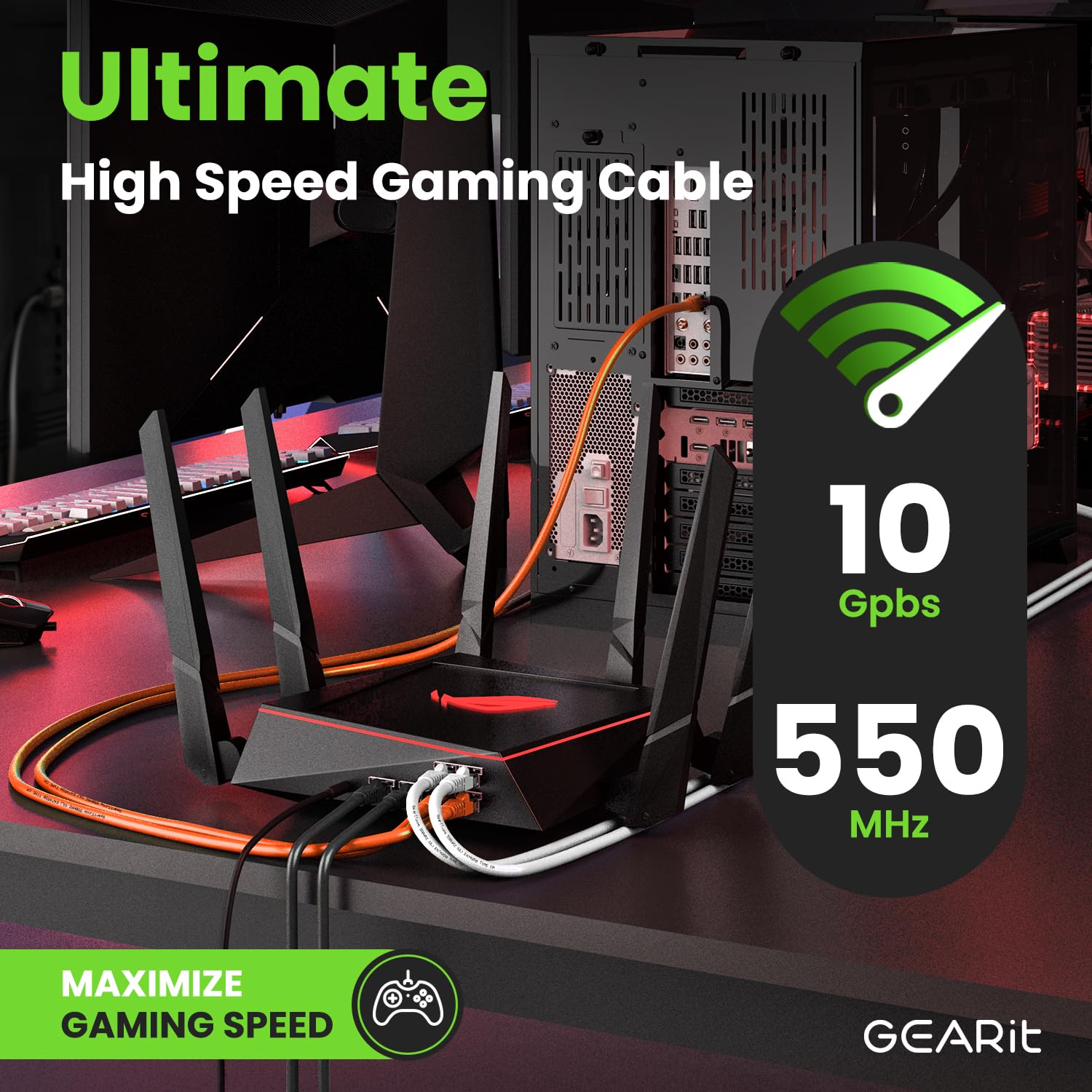 GEARit Cat 6 Ethernet Cable 100-Pack (1 Foot) - 10Gbps Snagless Patch Cords with Gold-Plated RJ45 Connectors for High-Speed Internet - Ideal for PC, TV, Tablet, Router, Printer, Servers & Data Centers - Durable Orange Networking Cables for Office, Home & IT Infrastructure Setup